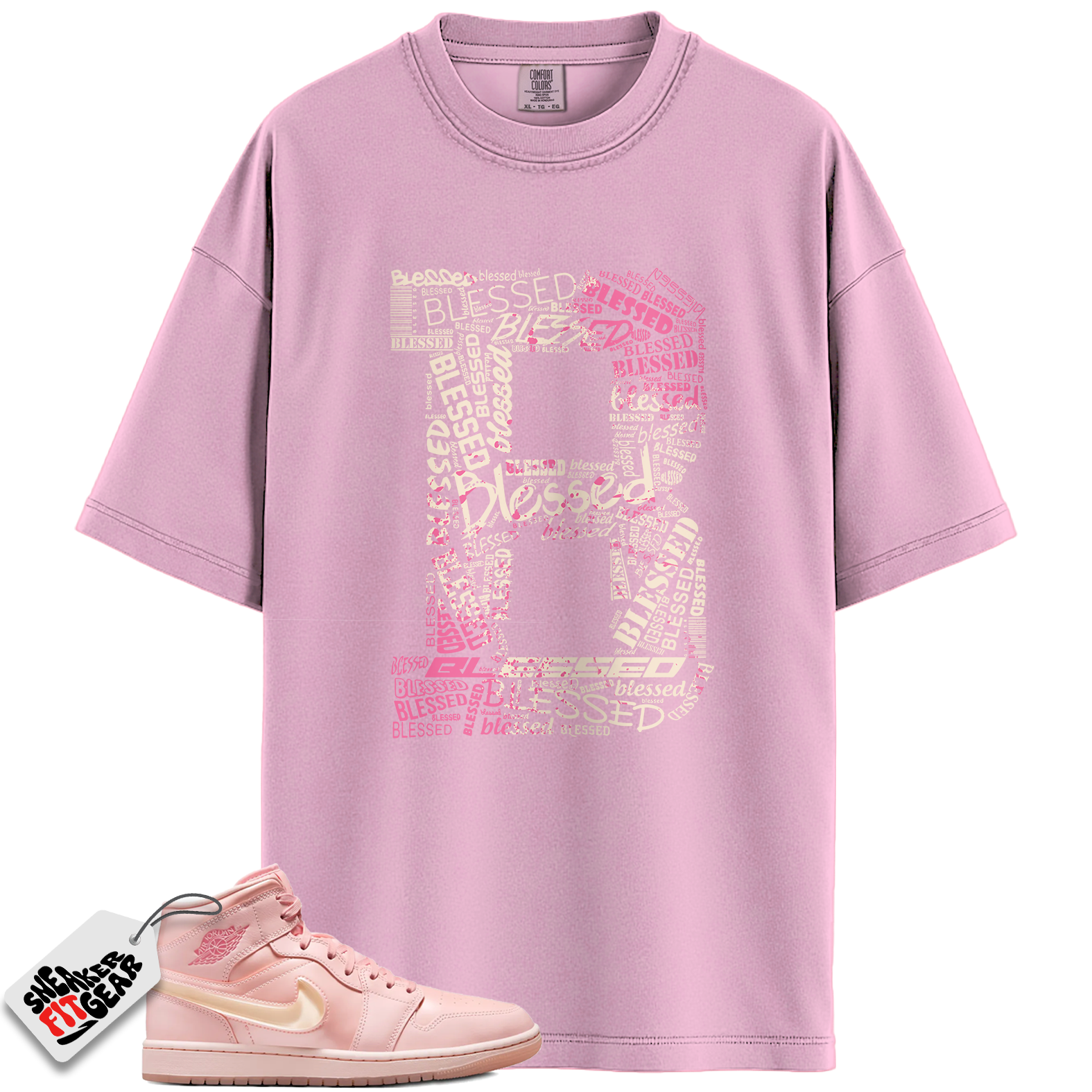 Women's Jordan 1 Mid Patent Valentine's Day Match Shirts, B Blessed To Match Women's Jordan 1 Mid Patent Valentine's Day