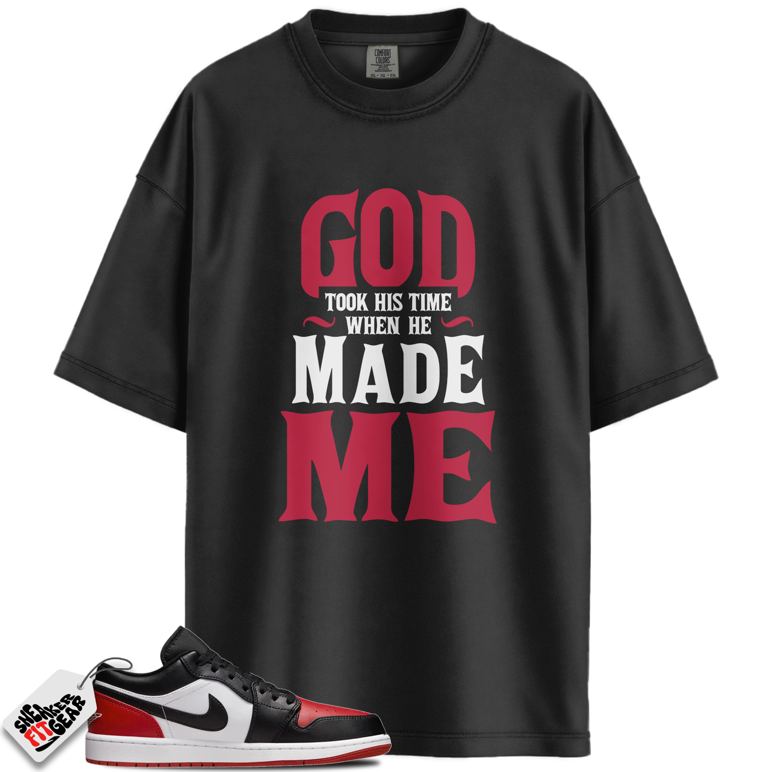 Jordan 1 Low Bred Toe Match Shirts, God Took His Time To Match Jordan 1 Low Bred Toe