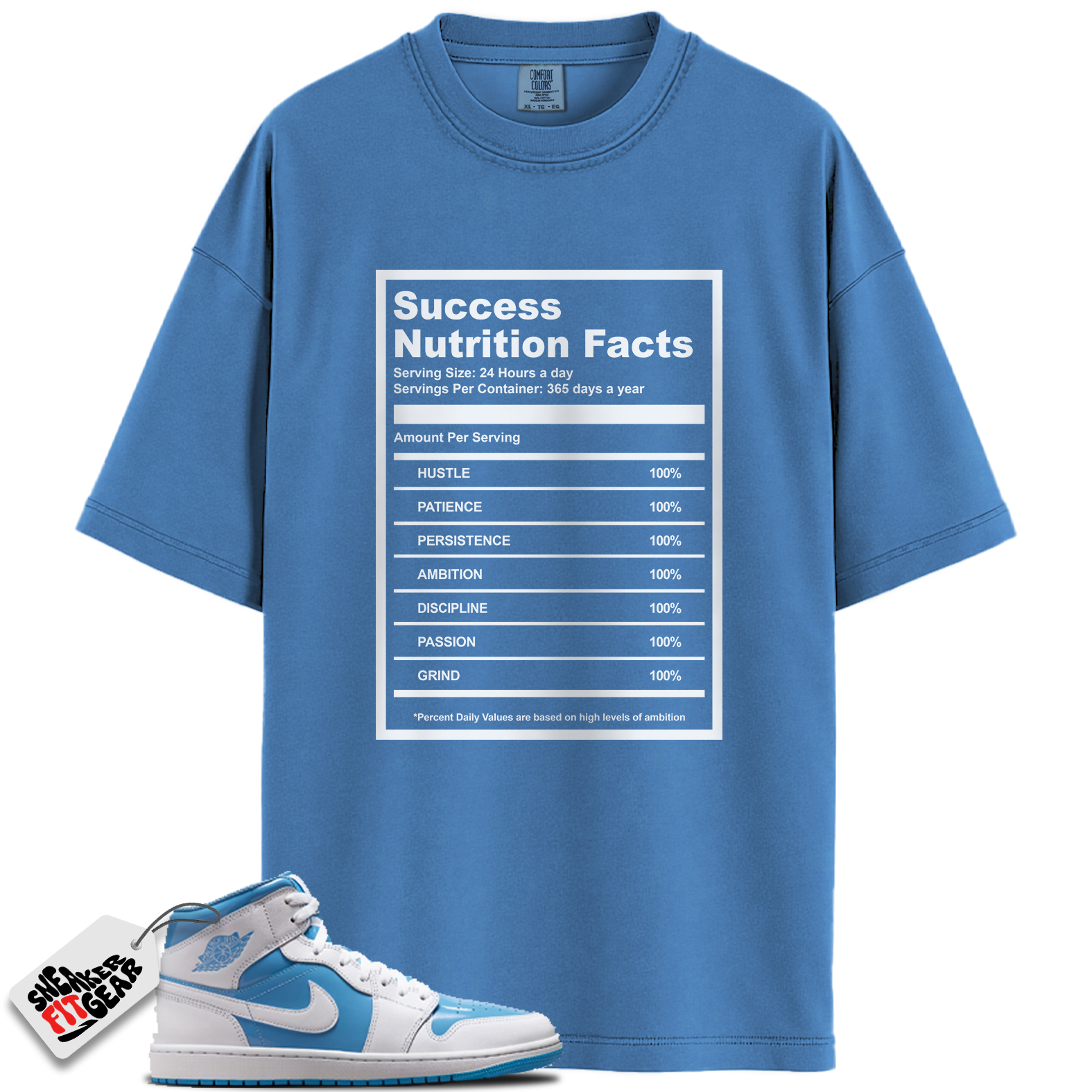 Jordan 1 Mid Legend Blue Match Shirts, Success Nutrition Facts To Match Jordan 1 Mid Legend Blue