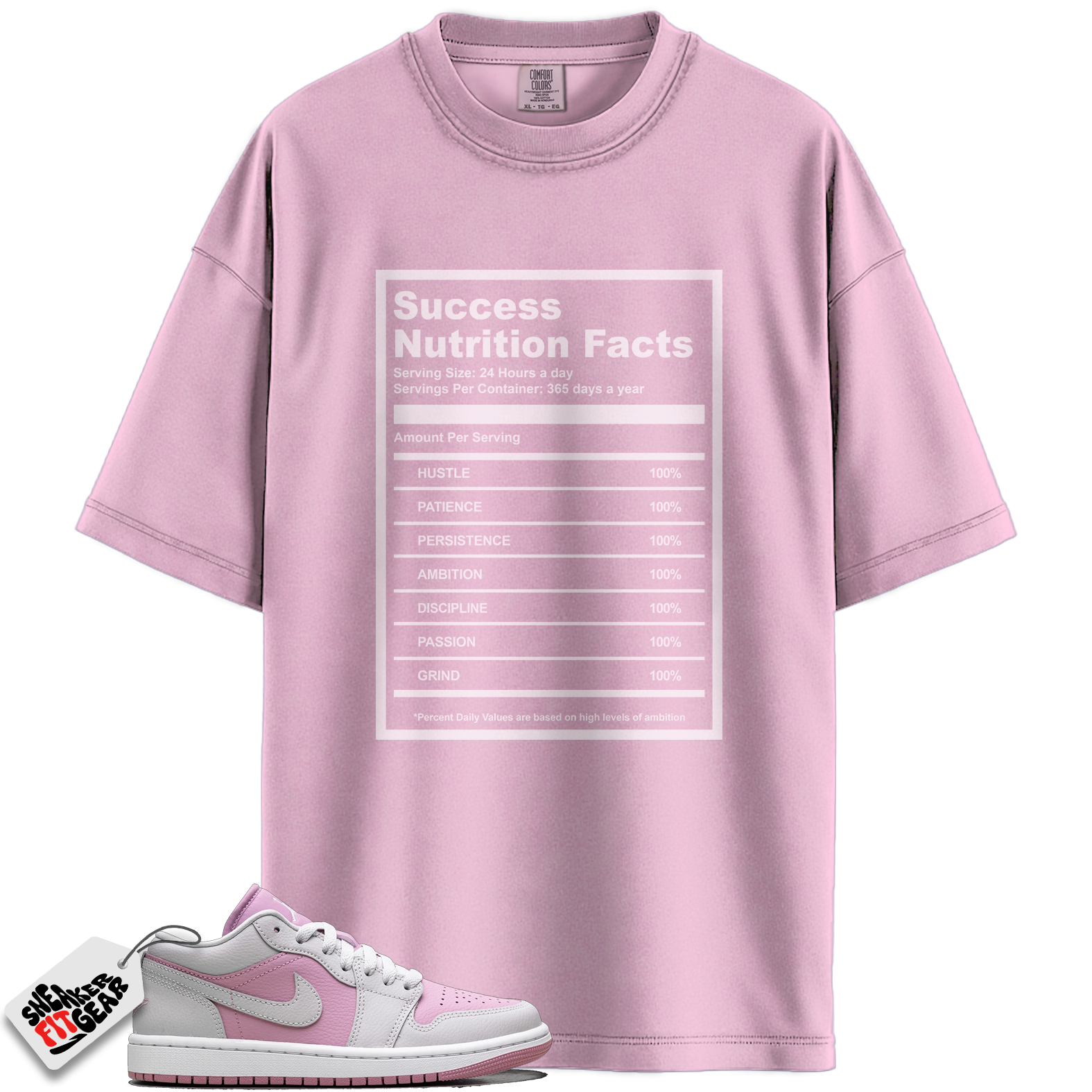 Women's Jordan 1 Low Orchid Neutral Grey Match Shirts, Success Nutrition Facts To Match Women's Jordan 1 Low Orchid Neutral Grey
