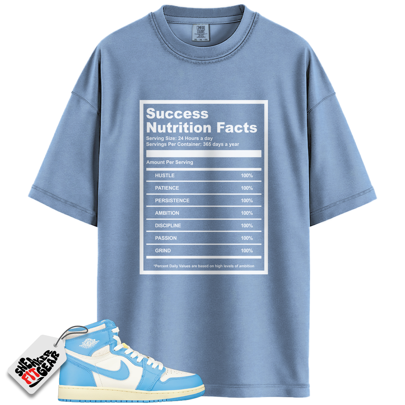 Jordan 1 Retro High OG UNC Reimagined Match Shirts, Success Nutrition Facts To Match Jordan 1 Retro High OG UNC Reimagined