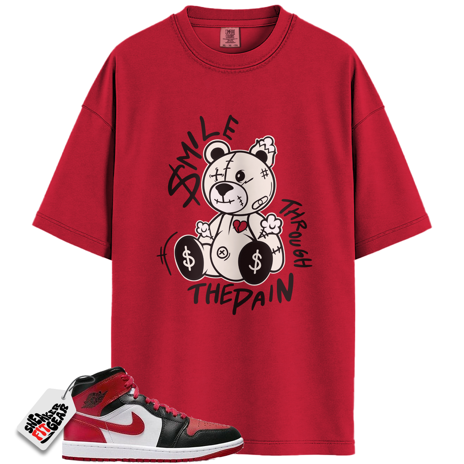 Jordan 1 Mid Alternate Bred Toe Match Shirts, Smile Through The Pain To Match  Jordan 1 Mid Alternate Bred Toe
