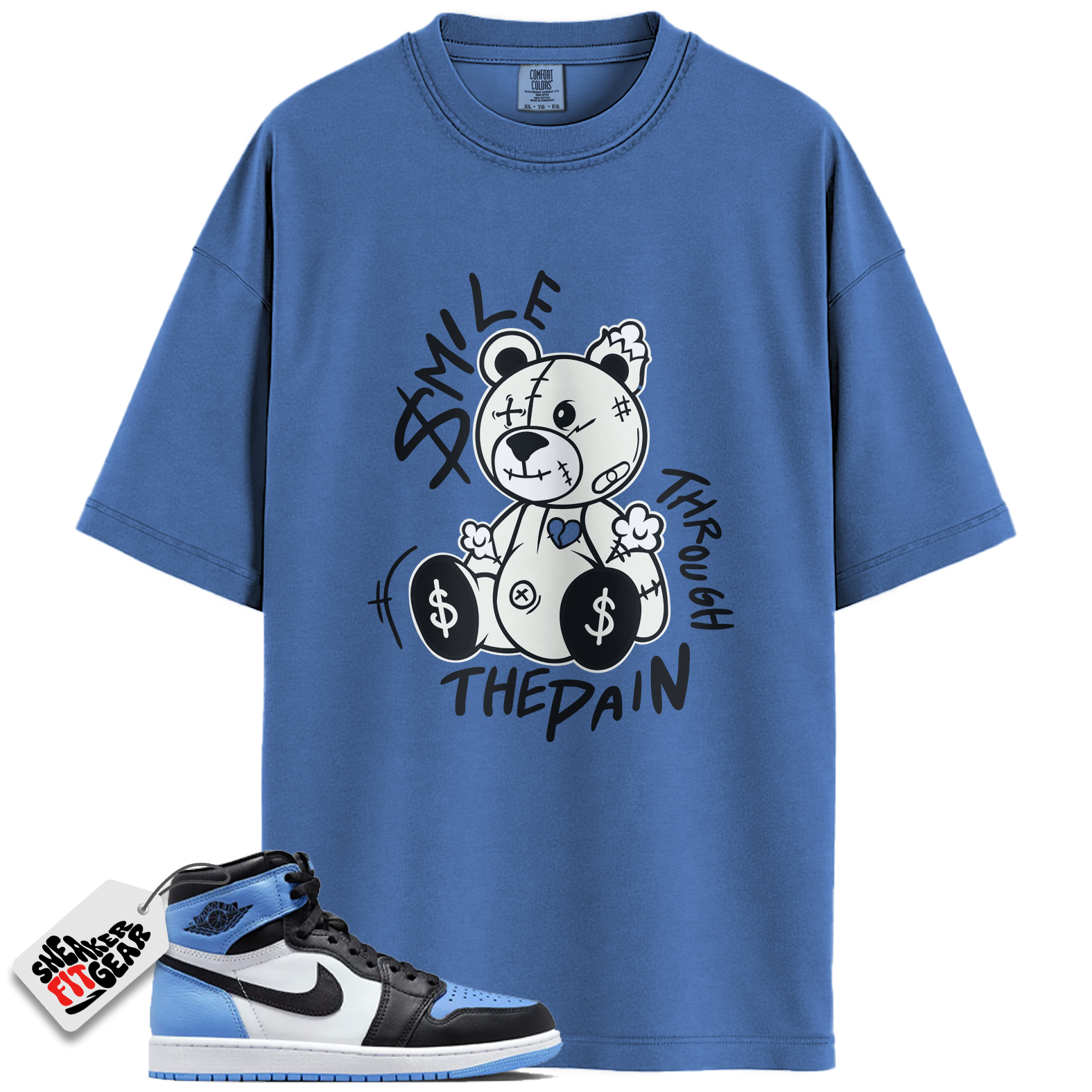Jordan 1 Retro High OG University Blue Match Shirts, Smile Through The Pain To Match Jordan 1 Retro High OG University Blue