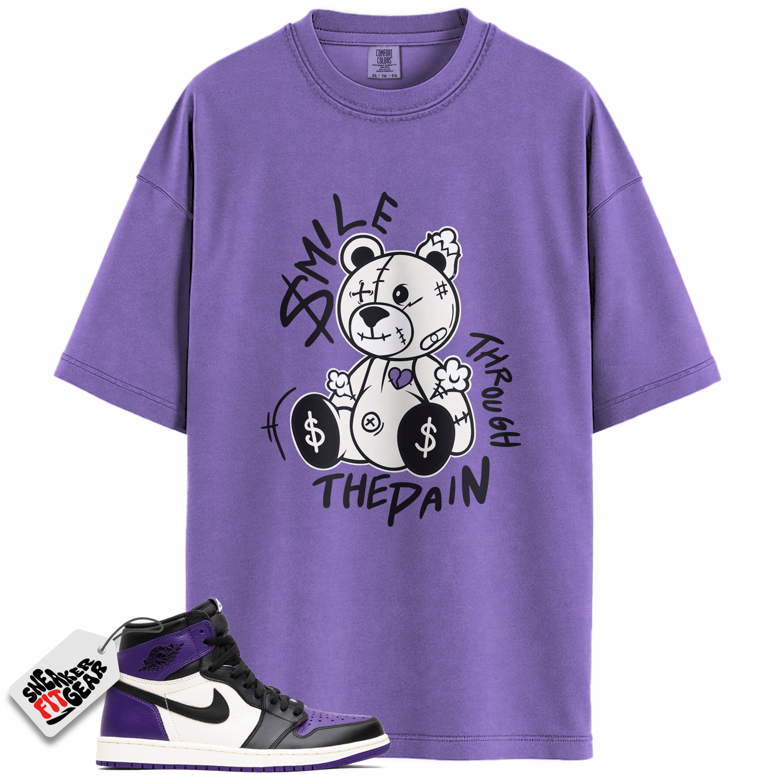 Jordan 1 Retro High Court Purple White Match Shirts, Smile Through The Pain To Match Jordan 1 Retro High Court Purple White