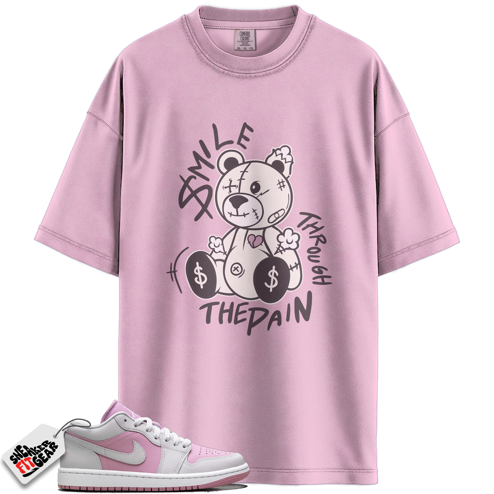 Women's Jordan 1 Low Orchid Neutral Grey Match Shirts, Smile Through The Pain To Match Women's Jordan 1 Low Orchid Neutral Grey