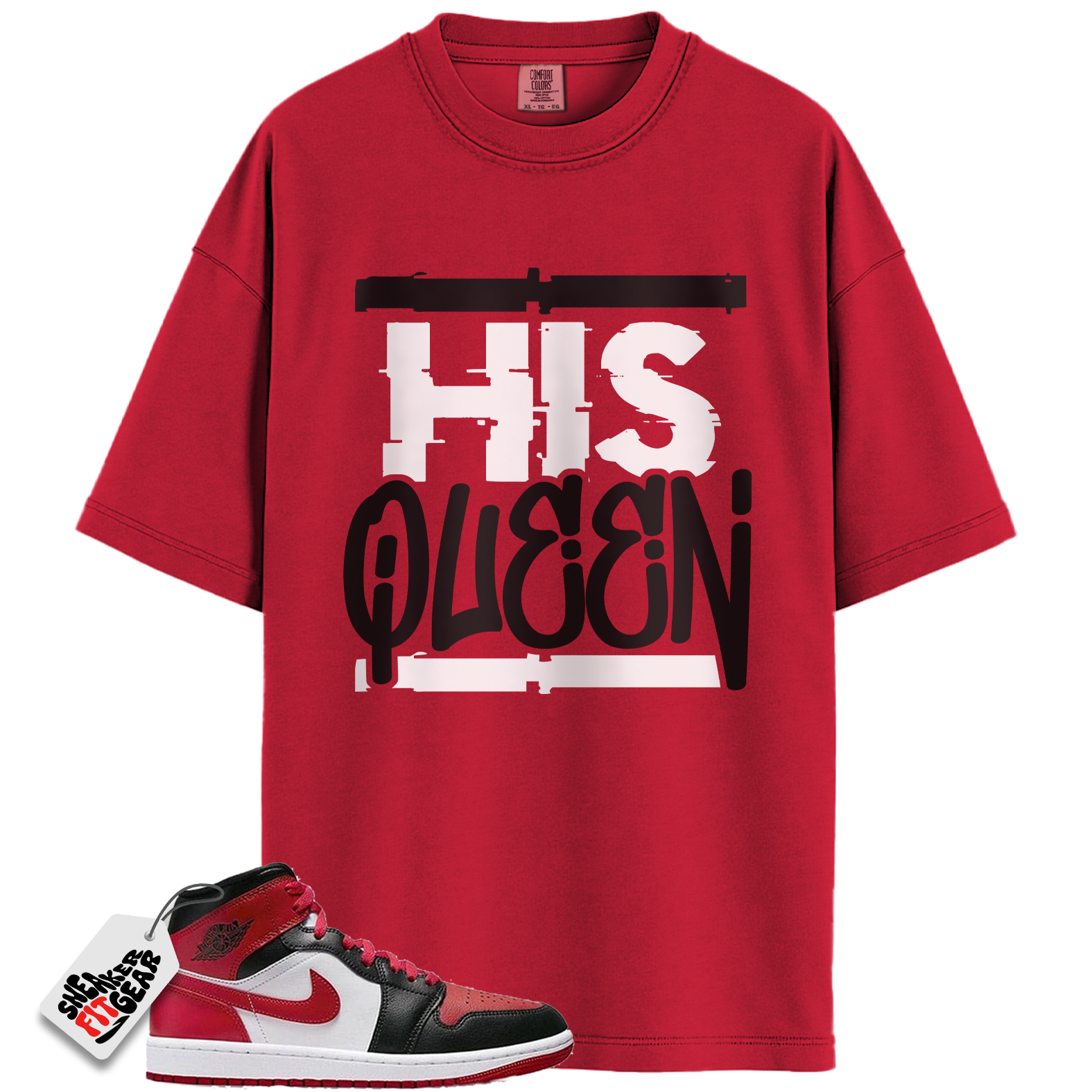 Jordan 1 Mid Alternate Bred Toe Match Shirts, His Queen To Match Jordan 1 Mid Alternate Bred Toe Main image