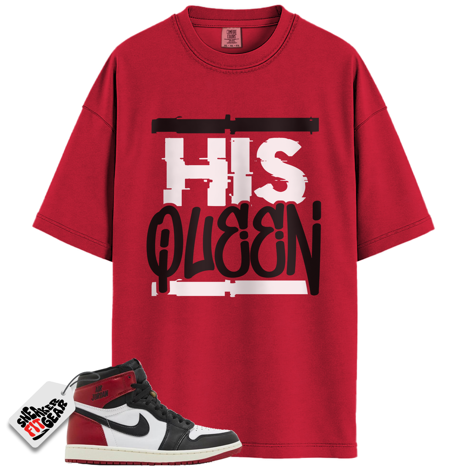 Jordan 1 Retro High OG Black Toe Reimagined Match Shirts, His Queen To Match Jordan 1 Retro High OG Black Toe Reimagined