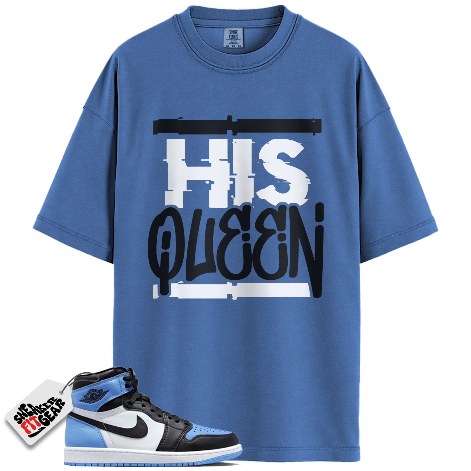 Jordan 1 Retro High OG University Blue Match Shirts, His Queen To Match Jordan 1 Retro High OG University Blue