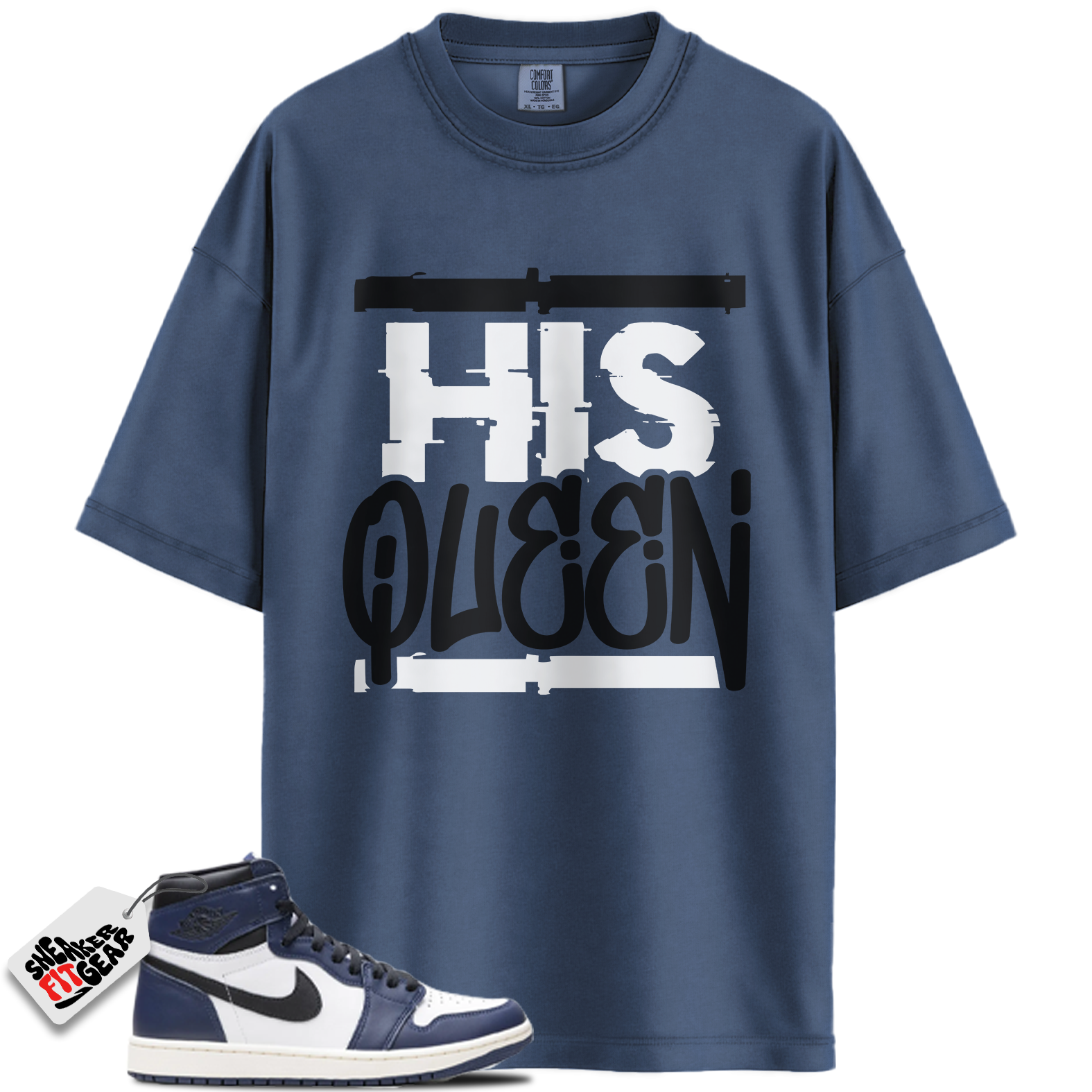 Jordan 1 High OG Midnight Navy Match Shirts, His Queen To Match Jordan 1 High OG Midnight Navy
