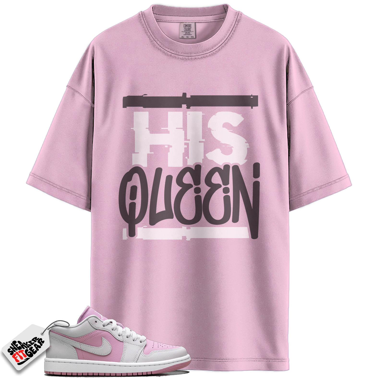 Women's Jordan 1 Low Orchid Neutral Grey Match Shirts, His Queen To Match Women's Jordan 1 Low Orchid Neutral Grey Main image