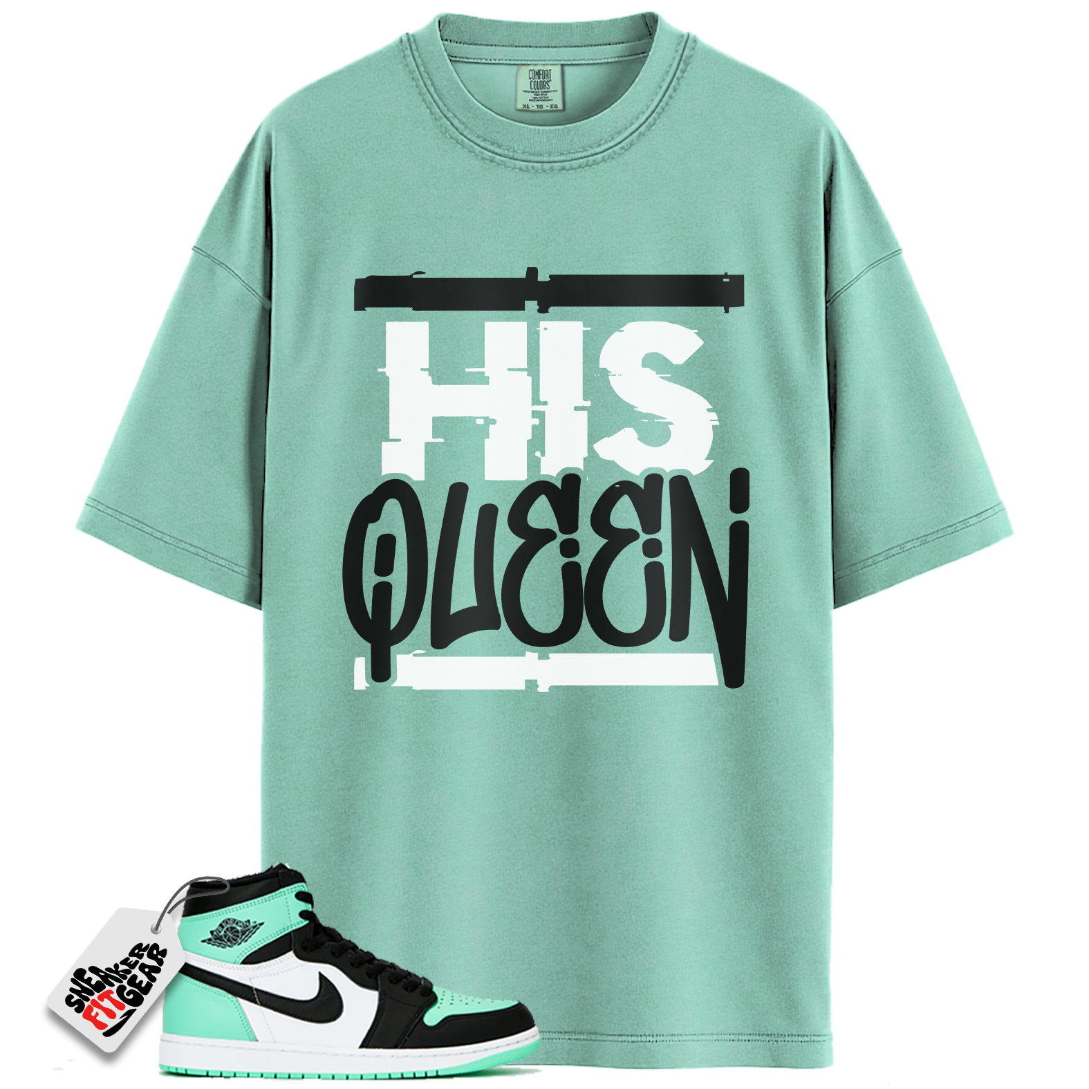 Jordan 1 Retro High OG Green Glow Match Shirts, His Queen To Match  Jordan 1 Retro High OG Green Glow