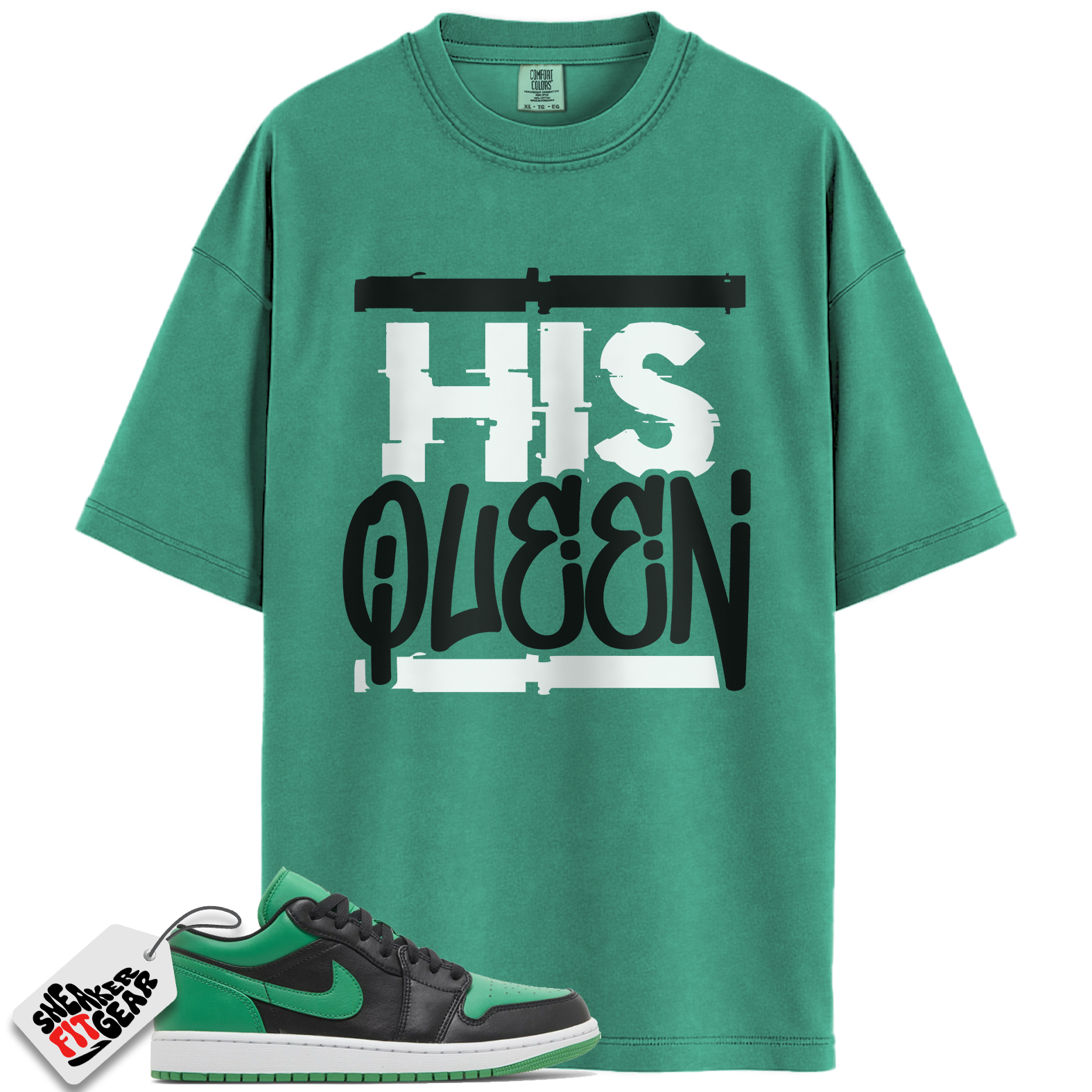 Jordan 1 Low Lucky Green Match Shirts, His Queen To Match Jordan 1 Low Lucky Green