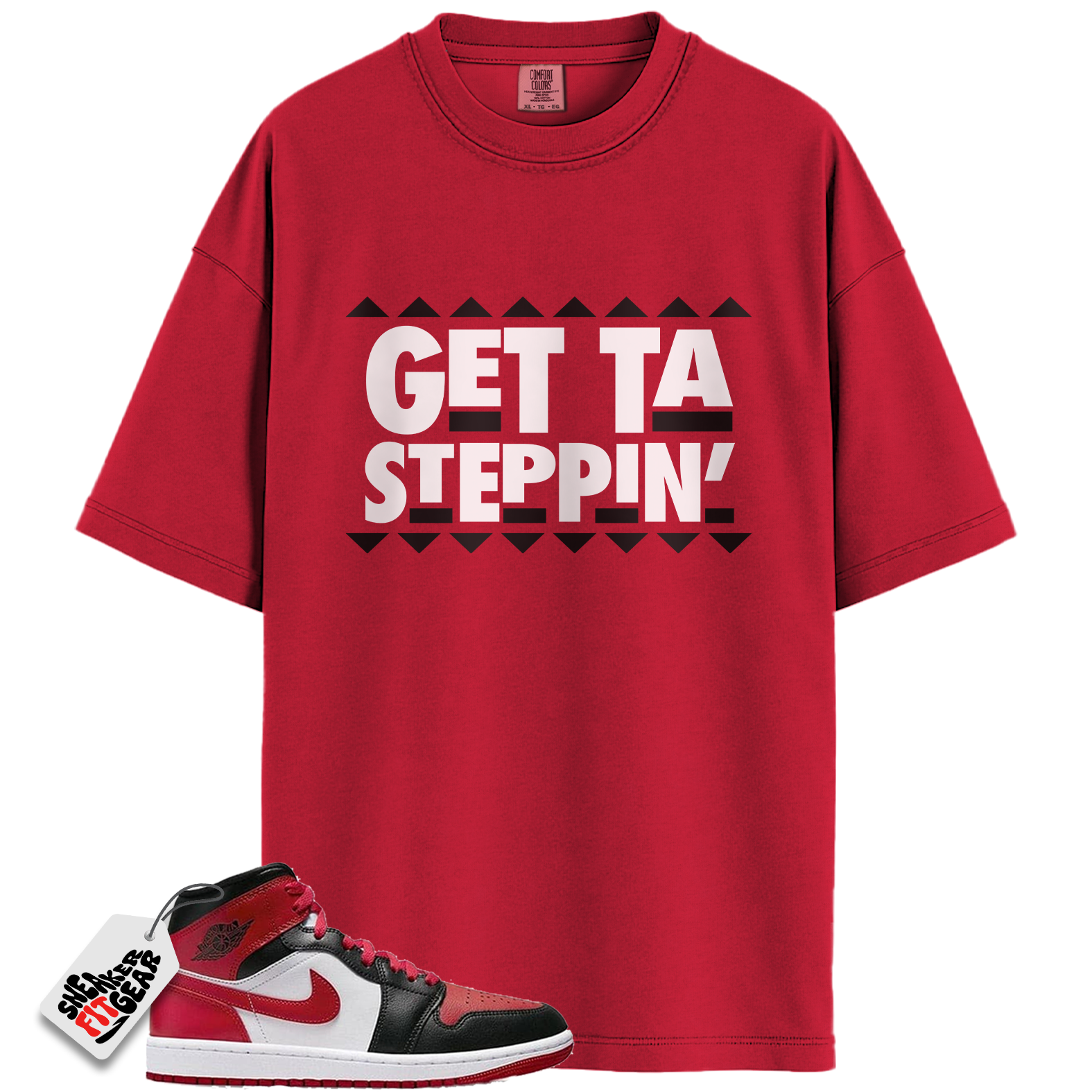 Jordan 1 Mid Alternate Bred Toe Match Shirts, Getta Steppin To Match Jordan 1 Mid Alternate Bred Toe