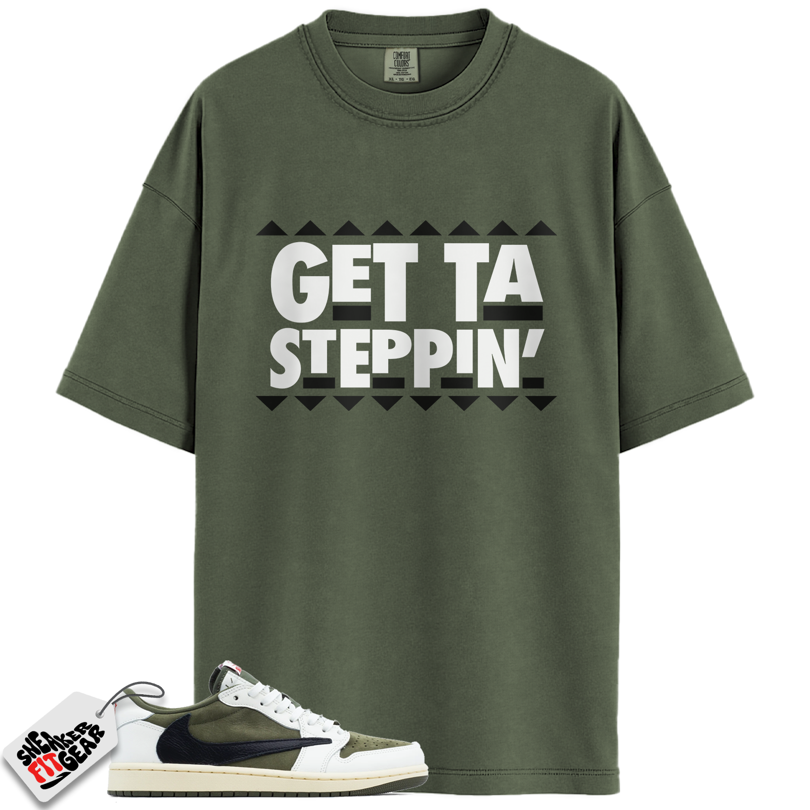Jordan 1 Retro Low OG SP Travis Scott Medium Olive Match Shirts, Getta Steppin To Match Jordan 1 Retro Low OG SP Travis Scott Medium Olive