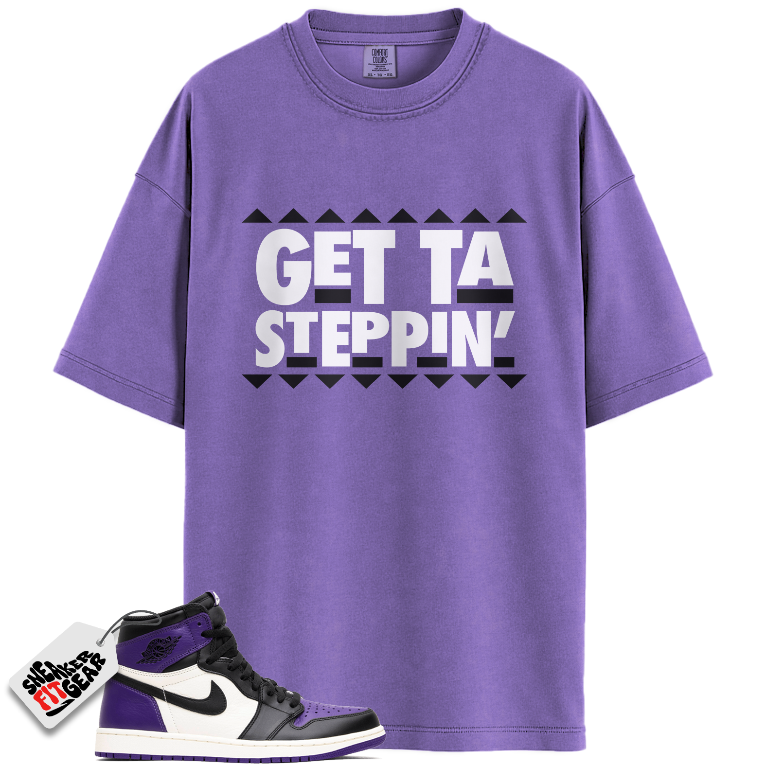 Jordan 1 Retro High Court Purple White Match Shirts, Getta Steppin To Match Jordan 1 Retro High Court Purple White Main image