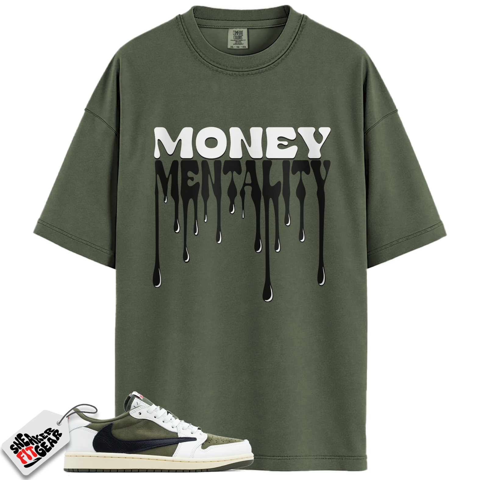 Jordan 1 Retro Low OG SP Travis Scott Medium Olive Match Shirts, Money Mentality To Match Jordan 1 Retro Low OG SP Travis Scott Medium Olive