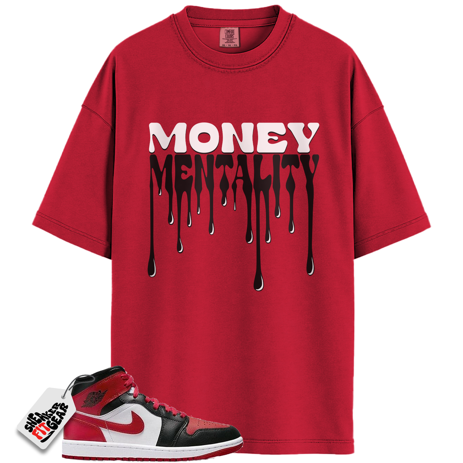 Jordan 1 Mid Alternate Bred Toe Match Shirts, Money Mentality To Match  Jordan 1 Mid Alternate Bred Toe