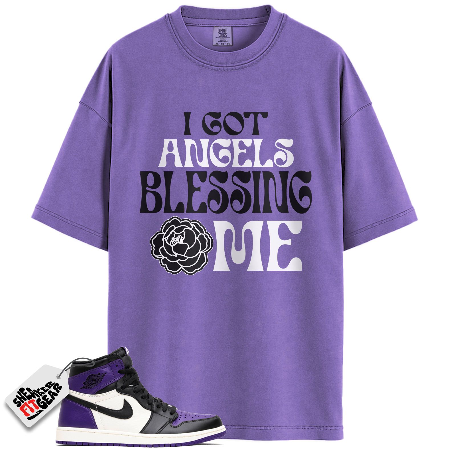 Jordan 1 Retro High Court Purple White Match Shirts, Angels To Match Jordan 1 Retro High Court Purple White