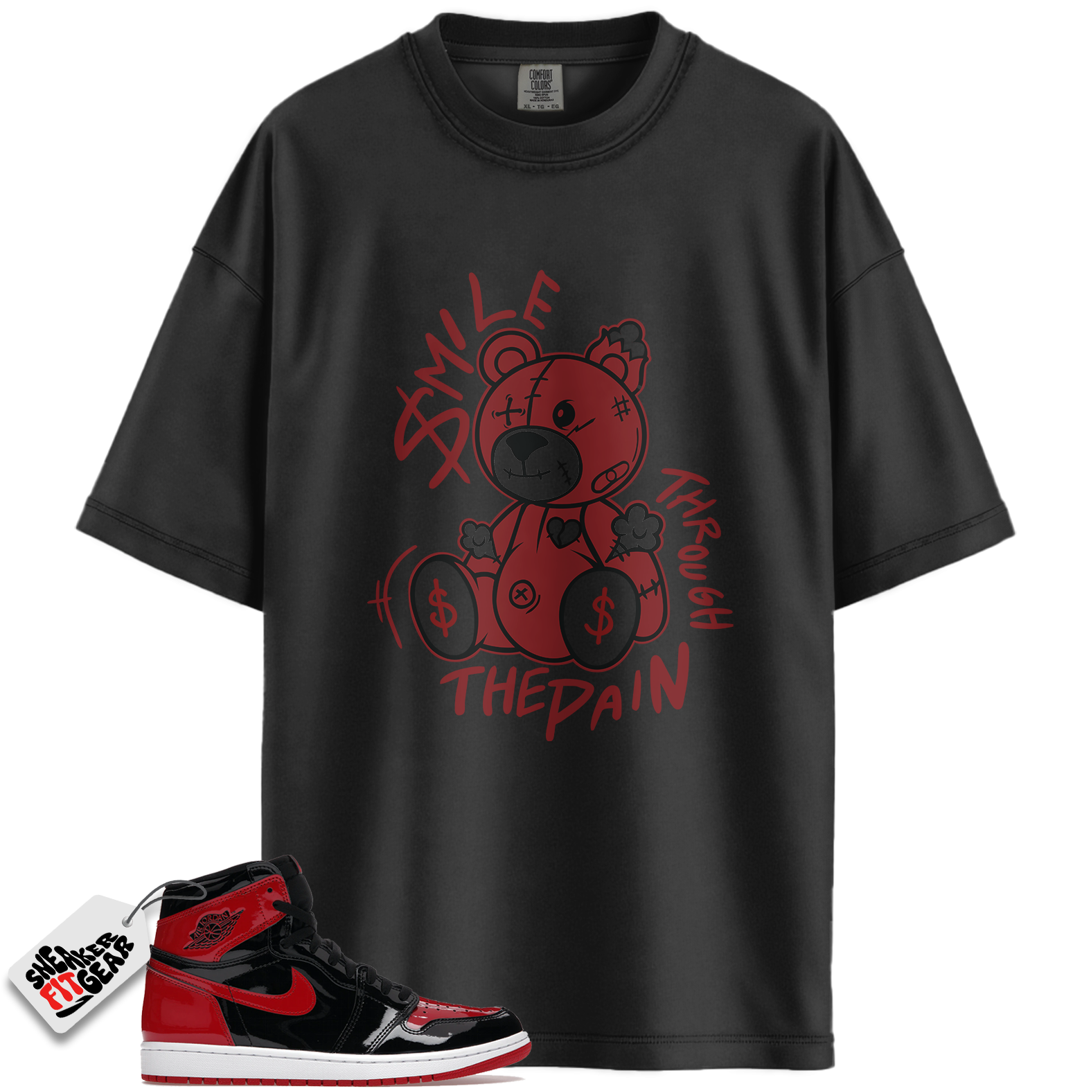 Jordan 1 Retro High OG Patent Bred Match Shirts, Smile Through The Pain To Match Jordan 1 Retro High OG Patent Bred