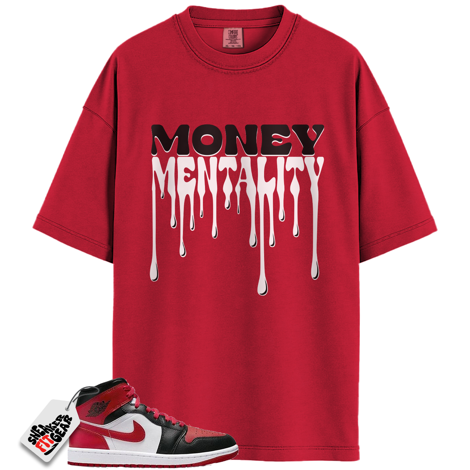 Jordan 1 Mid Alternate Bred Toe Match Shirts, Money Mentality To Match Jordan 1 Mid Alternate Bred Toe