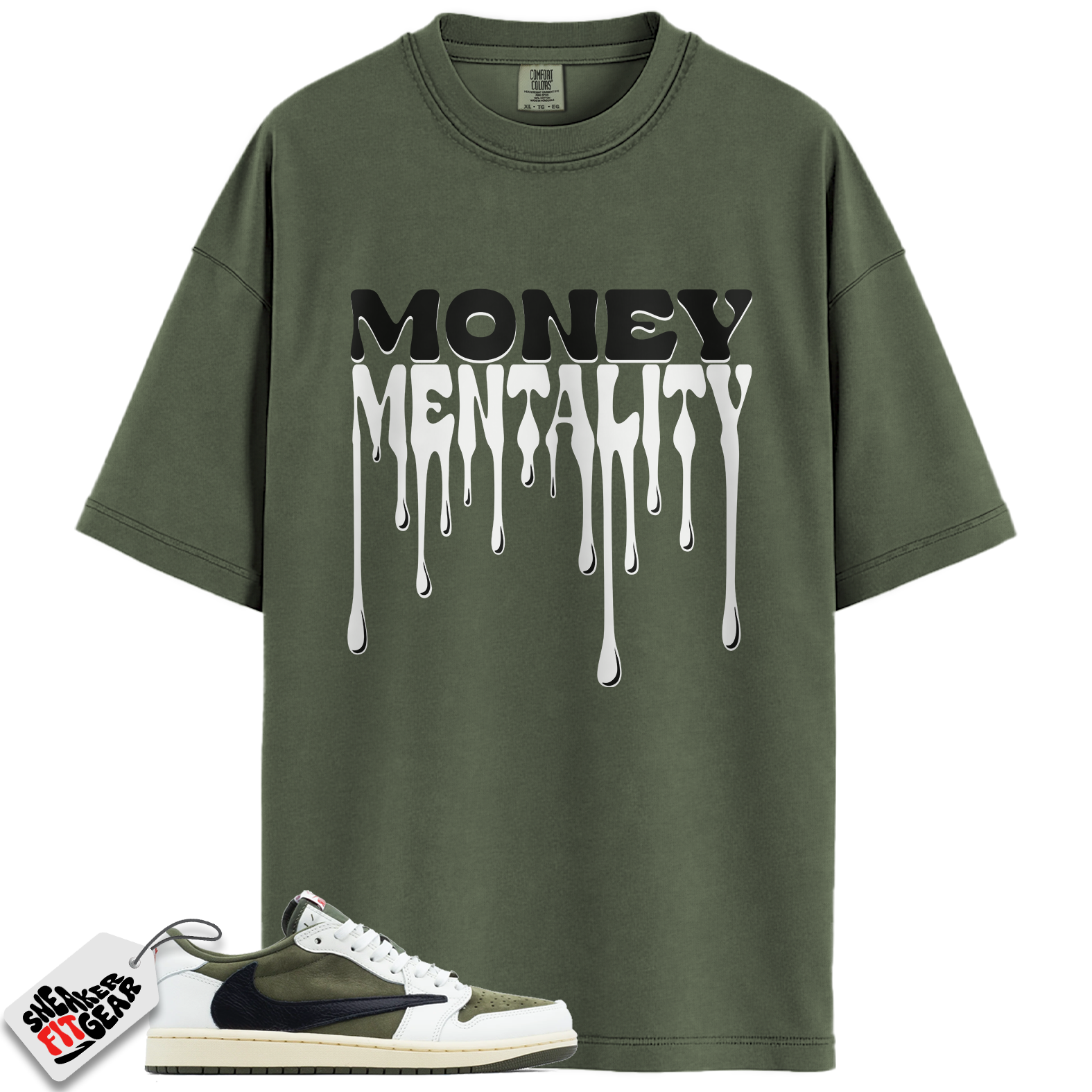 Jordan 1 Retro Low OG SP Travis Scott Medium Olive Match Shirts, Money Mentality To Match Jordan 1 Retro Low OG SP Travis Scott Medium Olive