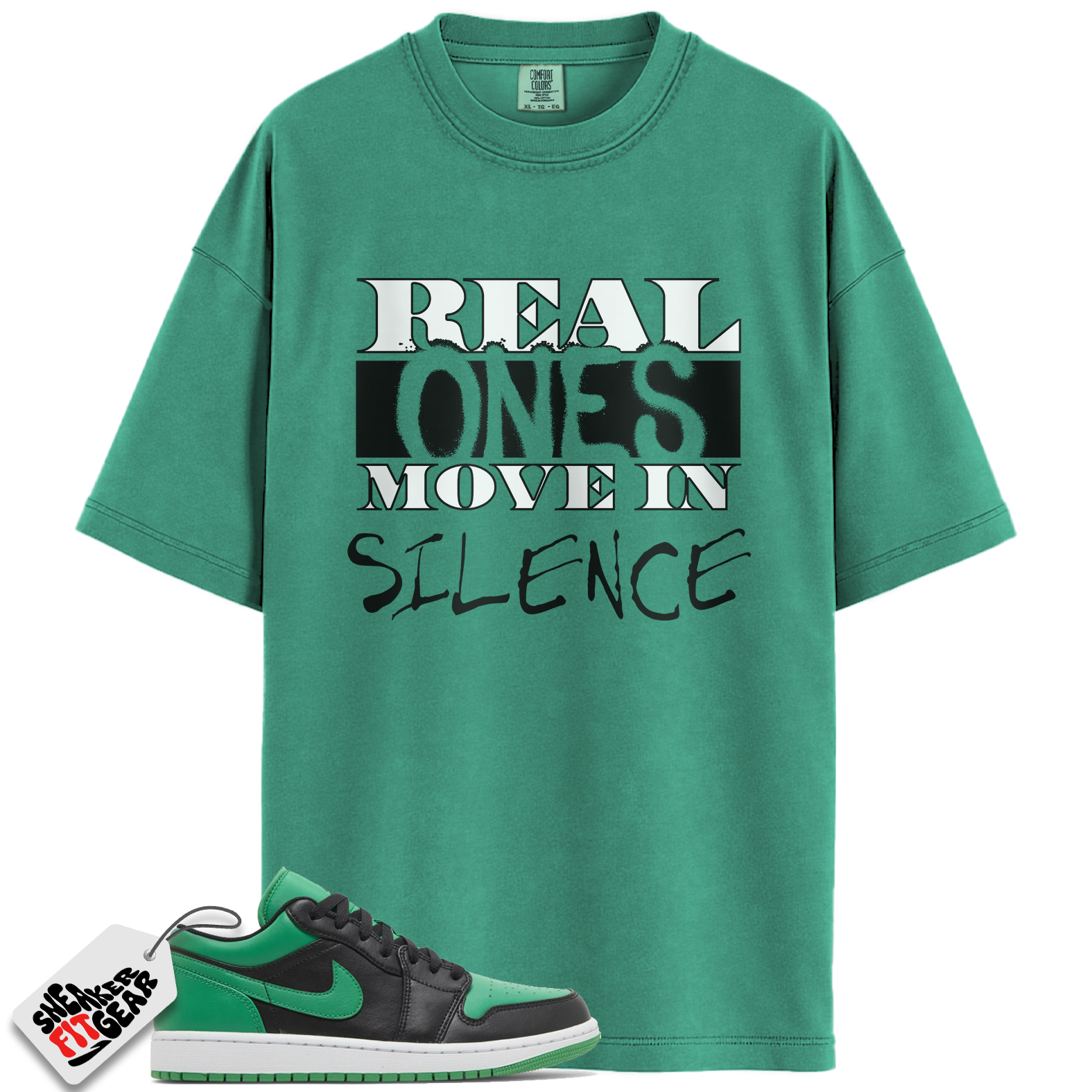 Jordan 1 Low Lucky Green Match Shirts, Real Ones Move in Silence T-Shirt To Match Jordan 1 Low Lucky Green Main image