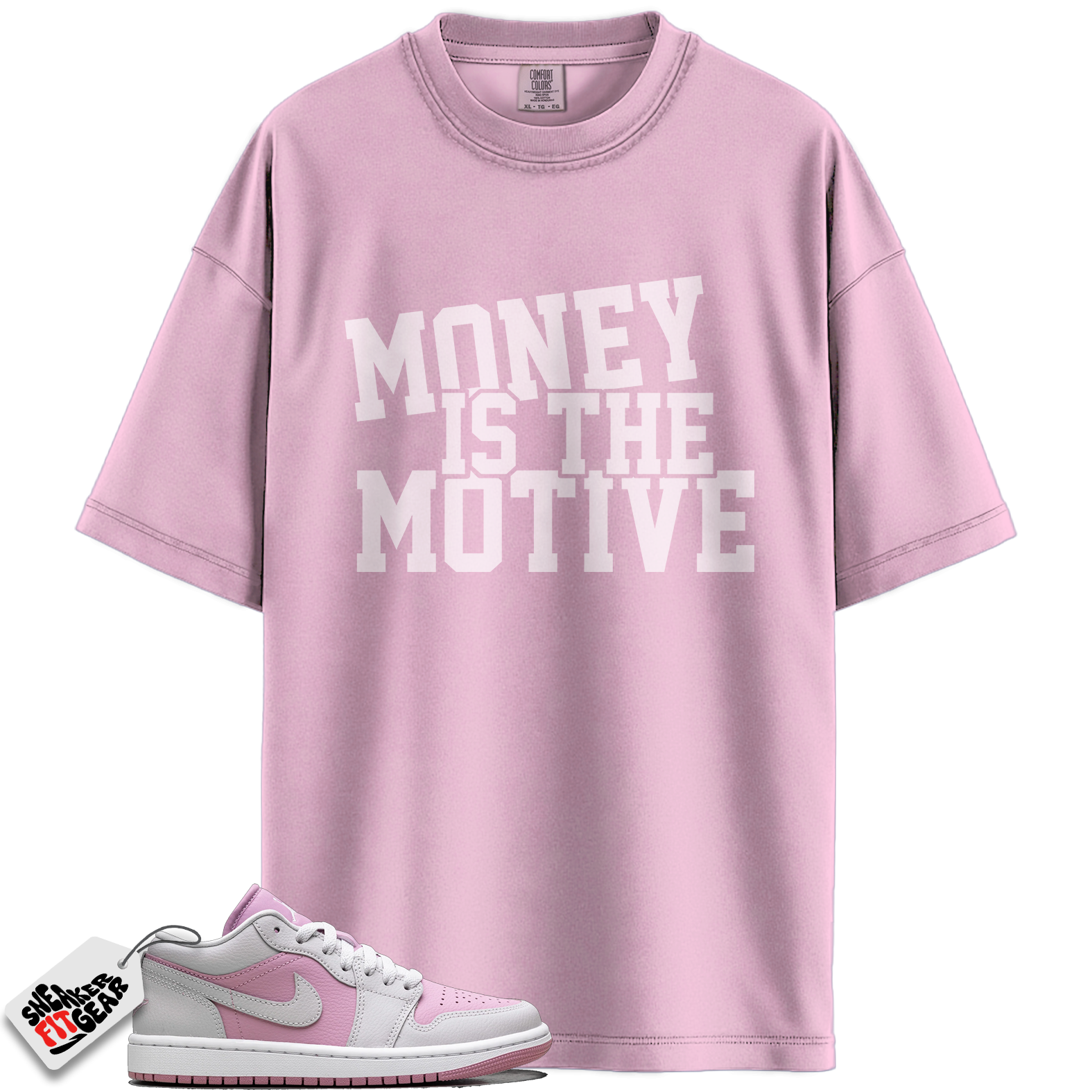 Women's Jordan 1 Low Orchid Neutral Grey Match Shirts, Money Is The Motive Shirt To Match Women's Jordan 1 Low Orchid Neutral Grey