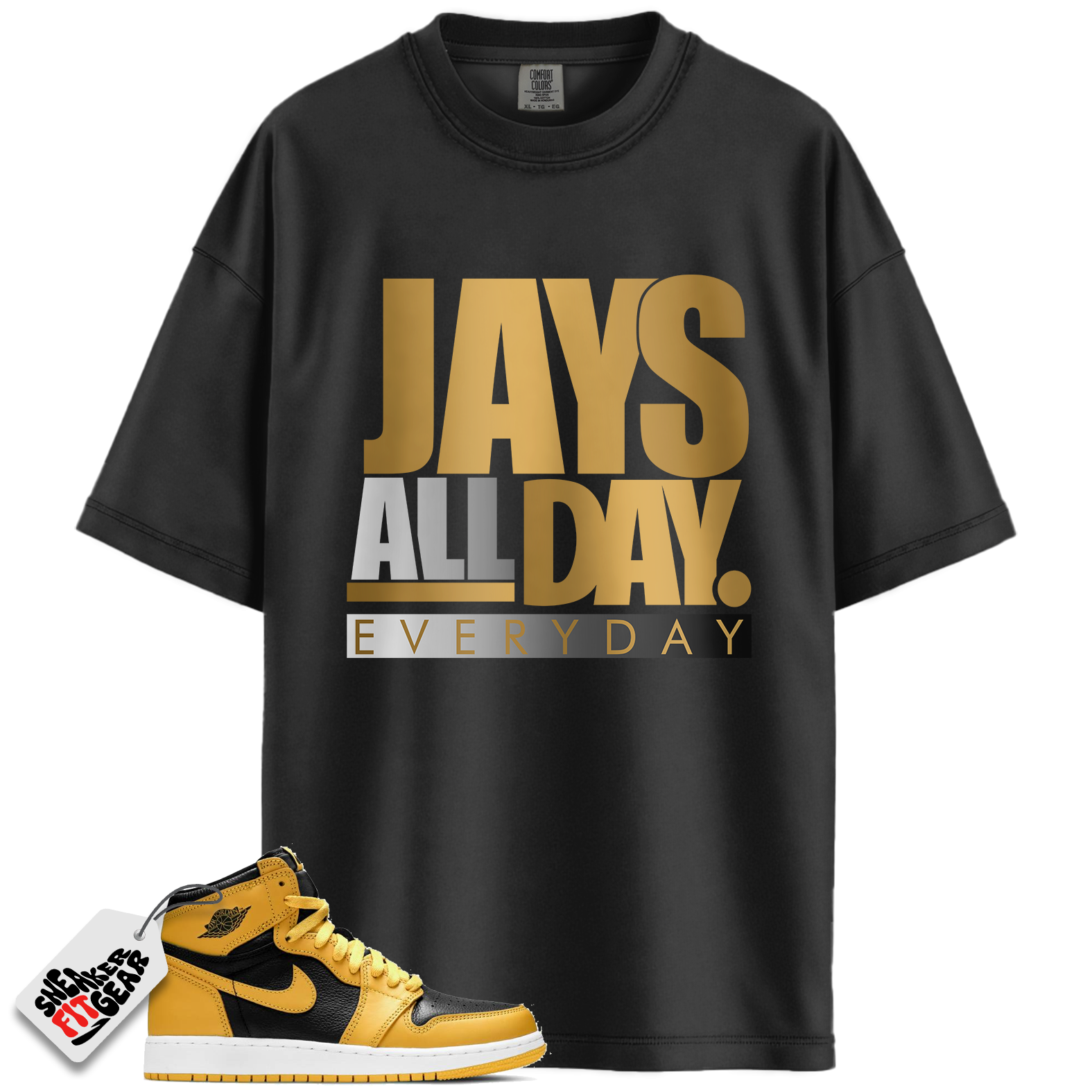 Jordan 1 Mid Yellow Ochre Match Shirts, Jays All Day Tee To Match Jordan 1 Mid Yellow Ochre