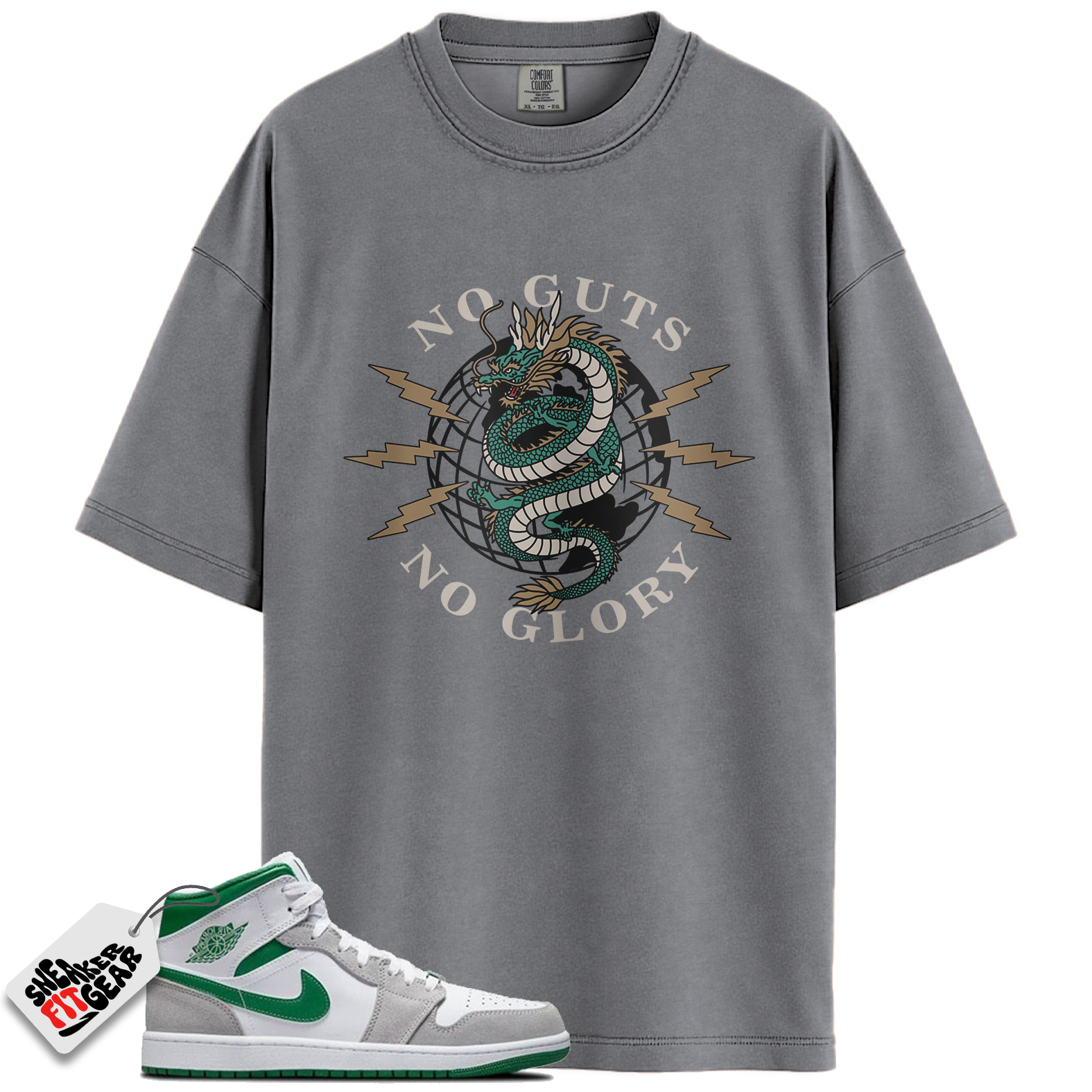 Jordan 1 Mid SE Grey Green Match Shirts, No Guts No Glory Shirt To Match Jordan 1 Mid SE Grey Green