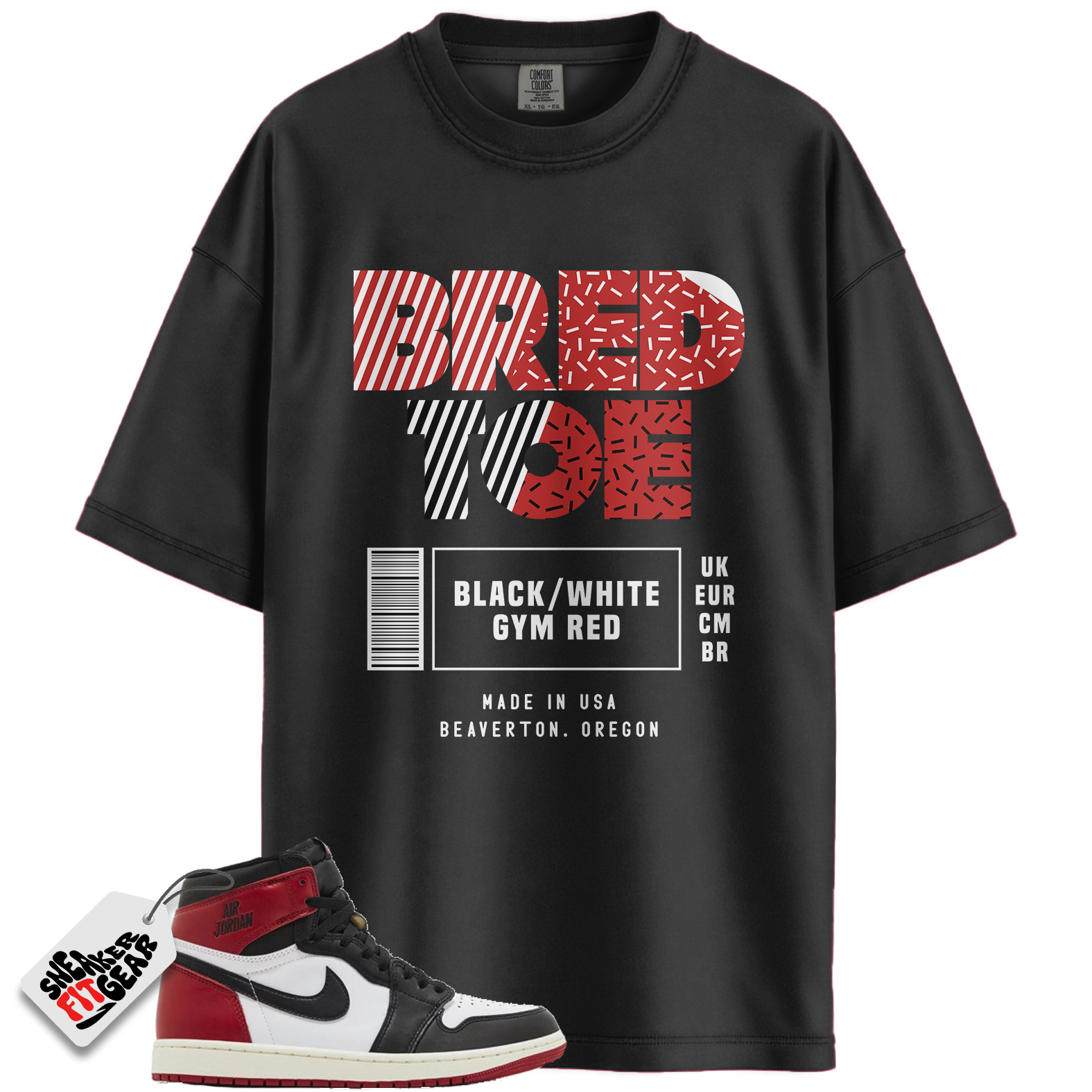 Jordan 1 Retro High OG Black Toe Reimagined Match Shirts, Bred Toe 1 Shirt To Match Jordan 1 Retro High OG Black Toe Reimagined Main image