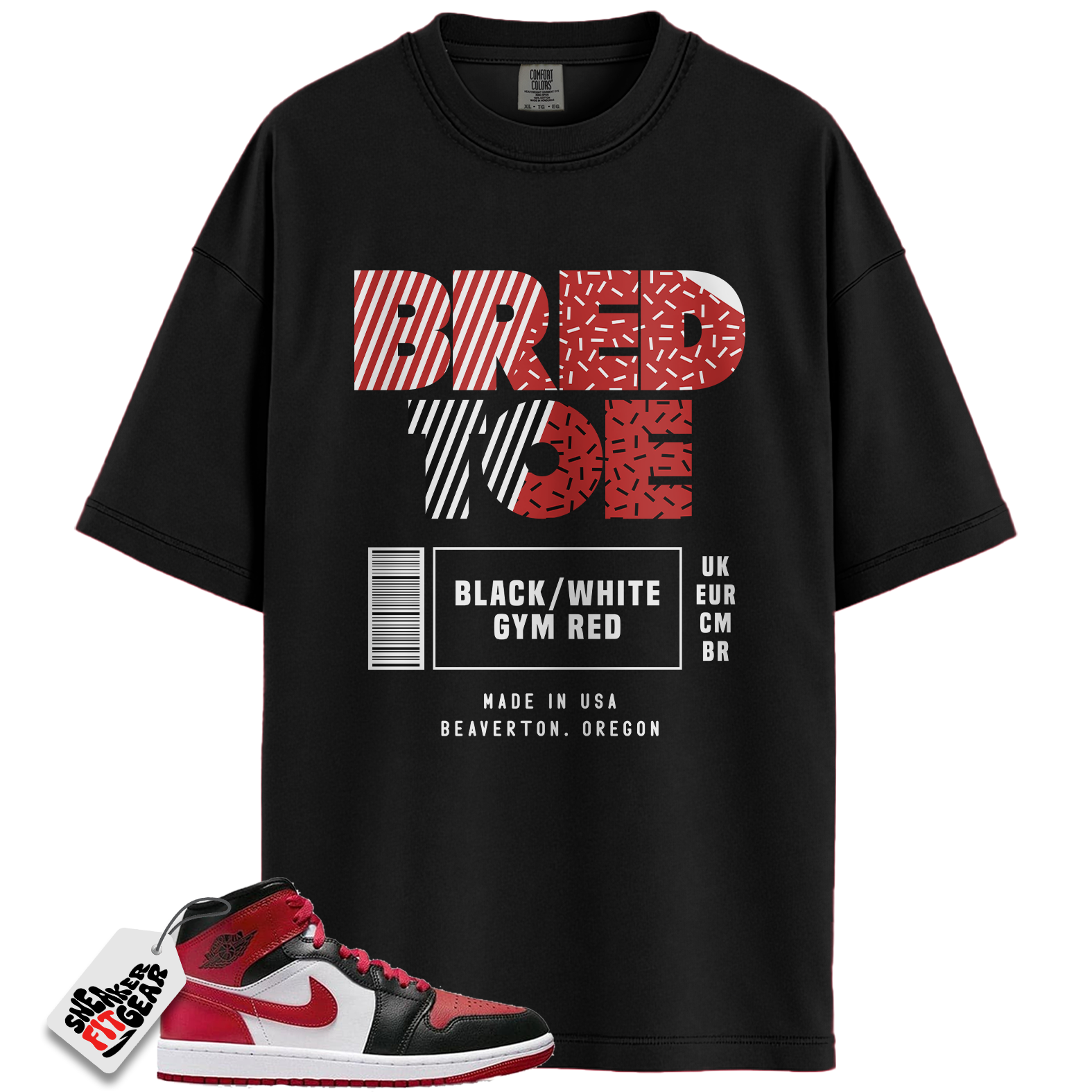 Jordan 1 Mid Alternate Bred Toe Match Shirts, Bred Toe 1 Shirt To Match  Jordan 1 Mid Alternate Bred Toe