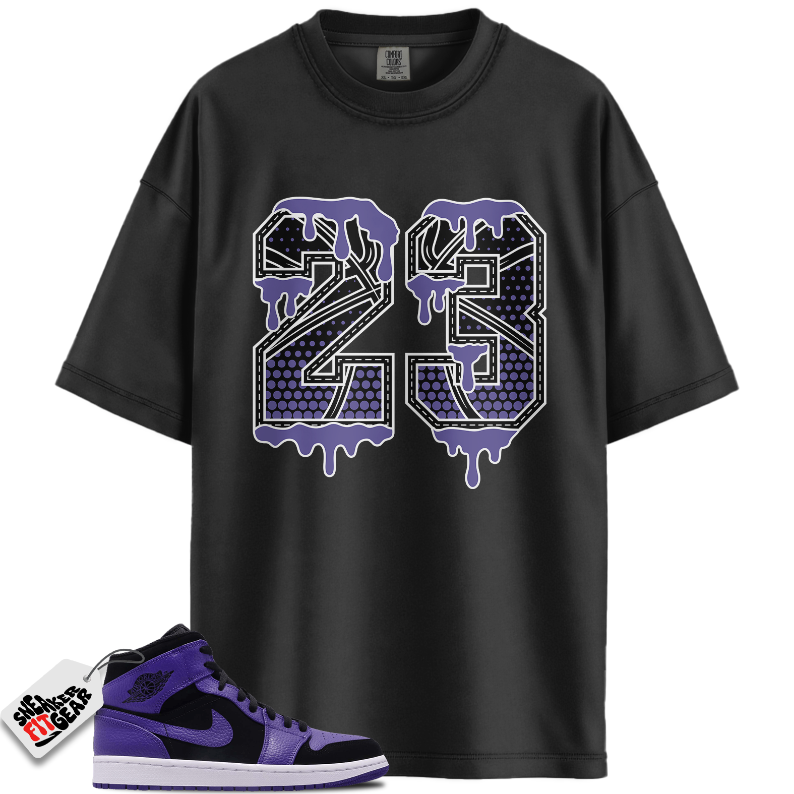 Jordan 1 Mid Purple Black Match Shirts, 23 Drip Unisex Shirt To Match Jordan 1 Mid Purple Black