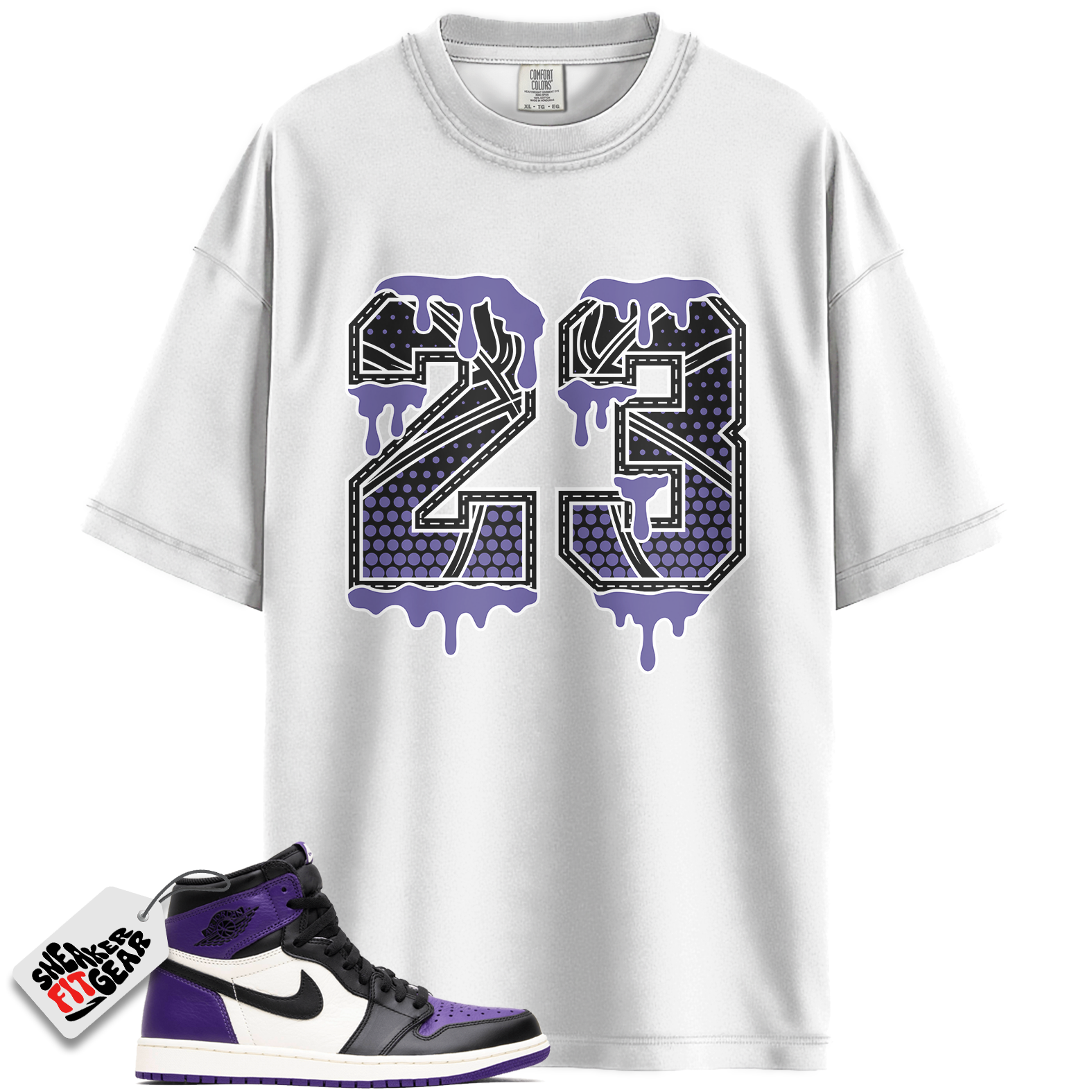 Jordan 1 Retro High Court Purple White Match Shirts, 23 Drip Unisex Shirt To Match Jordan 1 Retro High Court Purple White