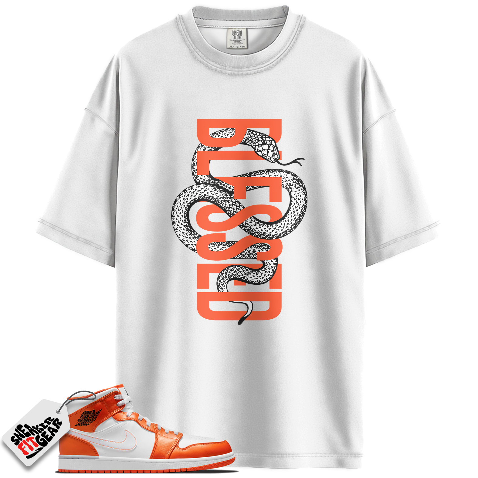 Jordan 1 Mid Metallic Orange Match Shirts, SNAKEB T-Shirt To Match Jordan 1 Mid Metallic Orange Main image
