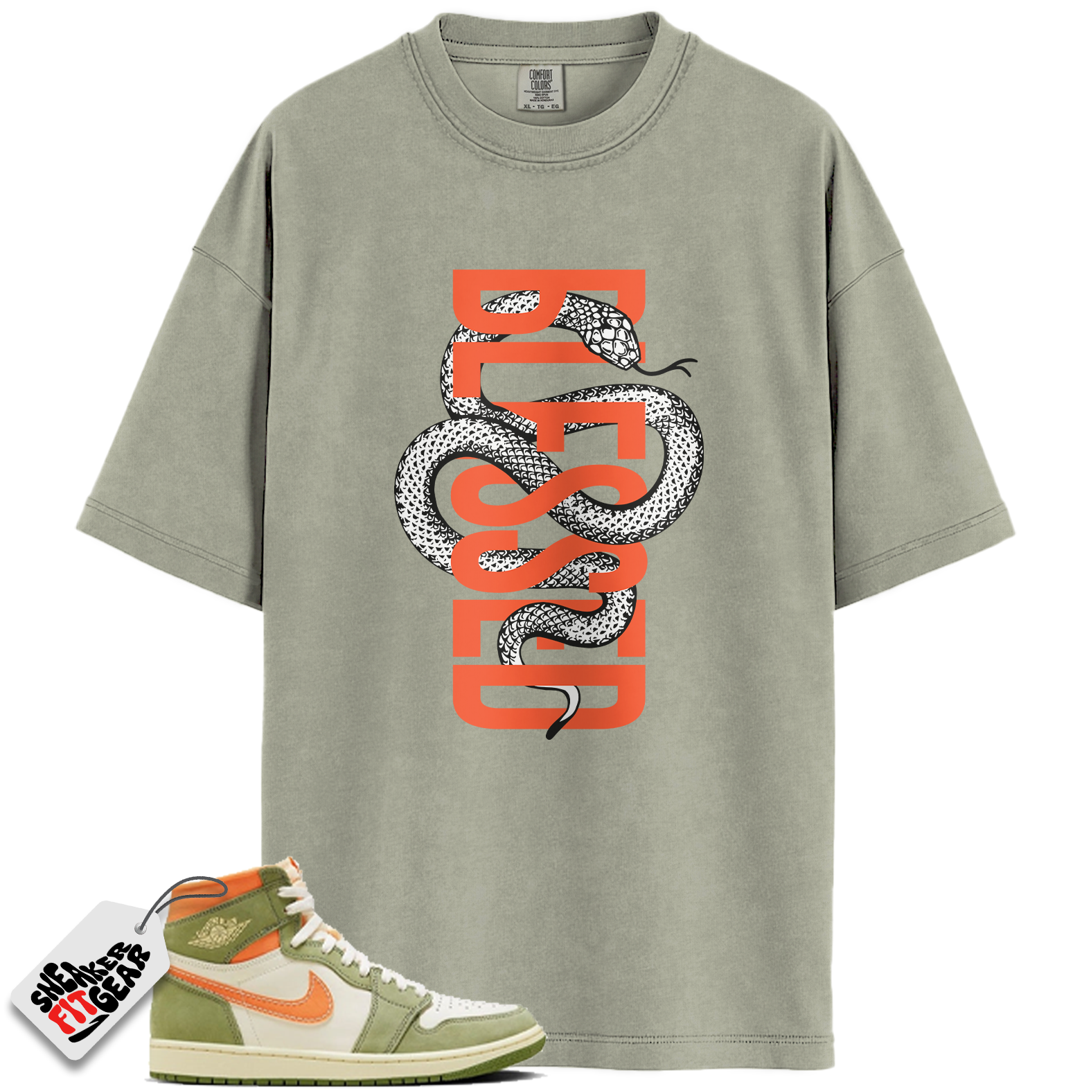 Jordan 1 High OG Craft Celadon Match Shirts, SNAKEB T-Shirt To Match Jordan 1 High OG Craft Celadon