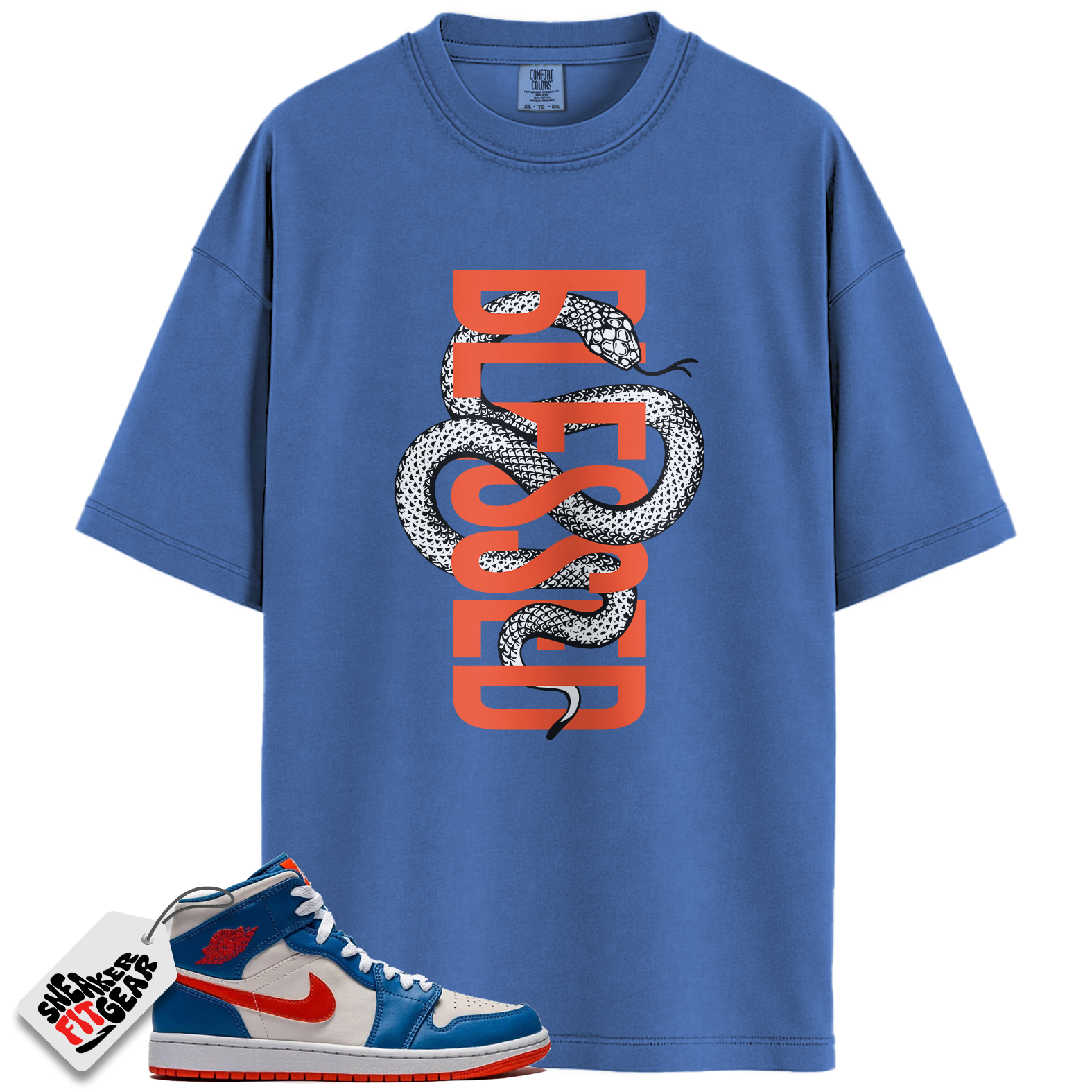 Jordan 1 Mid Knicks Game Royal Match Shirts, SNAKEB T-Shirt To Match Jordan 1 Mid Knicks Game Royal Main image