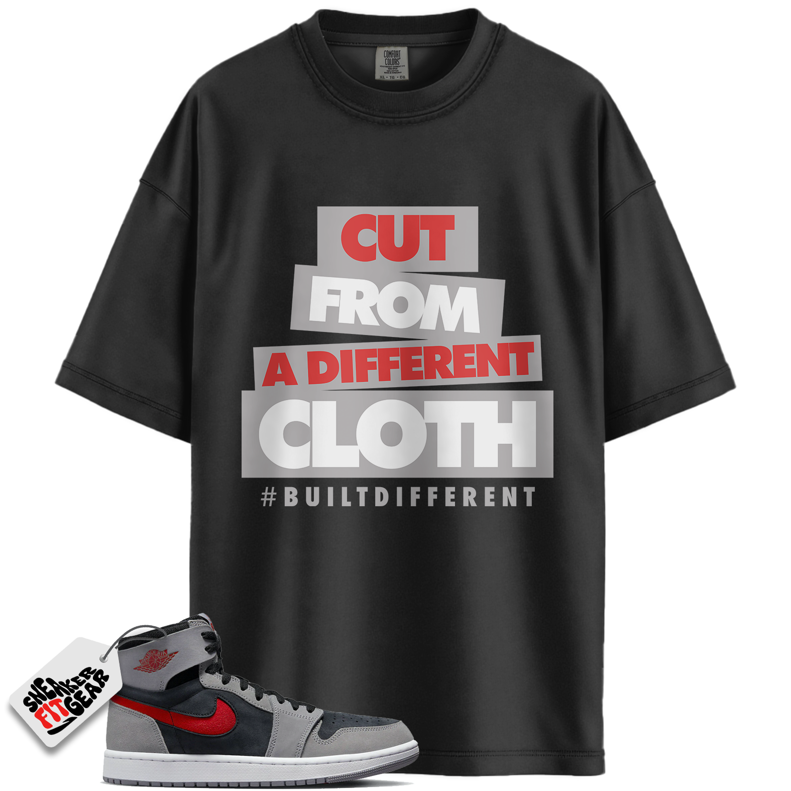 Jordan 1 High Zoom Air CMFT 2 Black Fire Red Cement Match Shirts, Cut From A Different Cloth To Match Jordan 1 High Zoom Air CMFT 2 Black Fire Red Cement