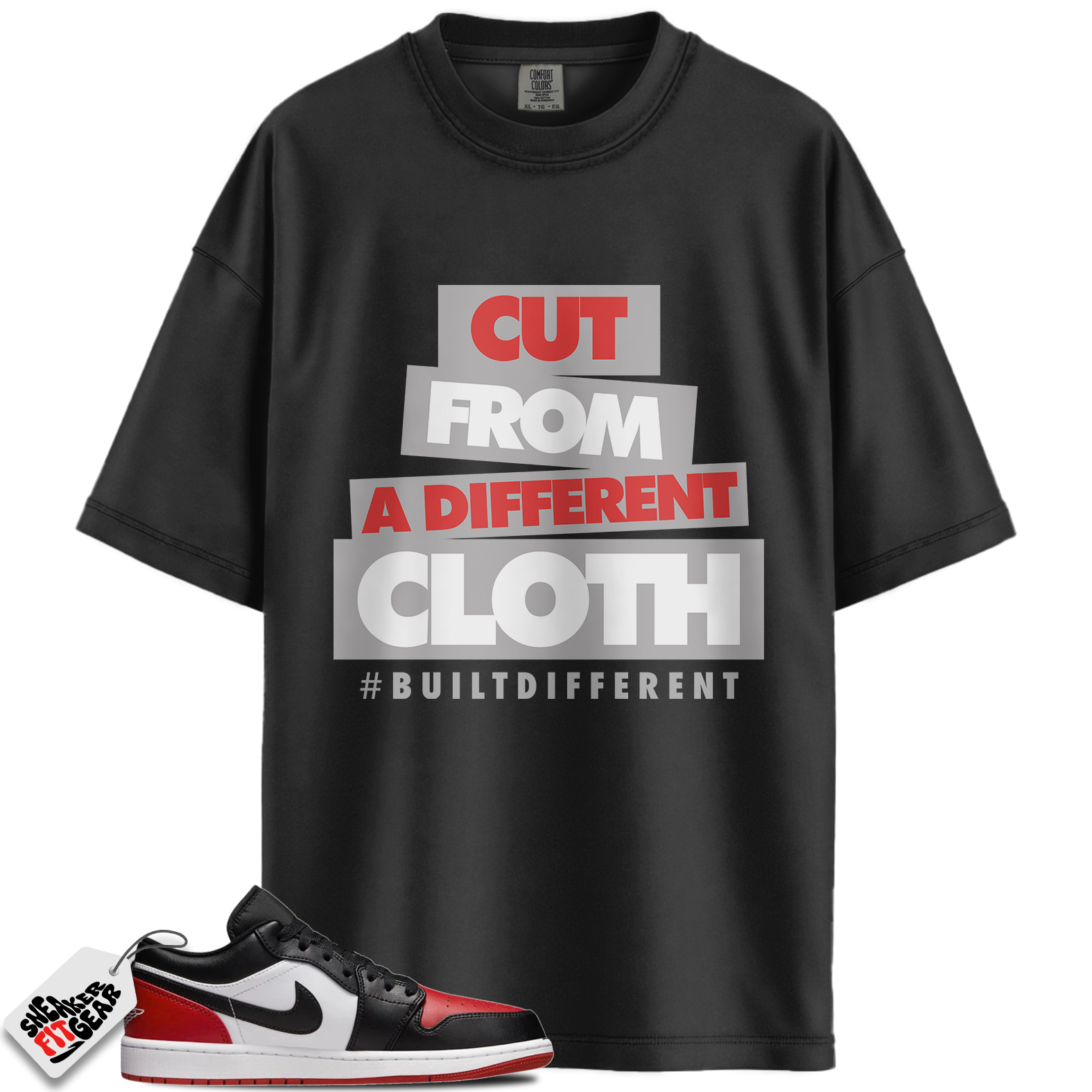 Jordan 1 Low Bred Toe Match Shirts, Cut From A Different Cloth To Match Jordan 1 Low Bred Toe