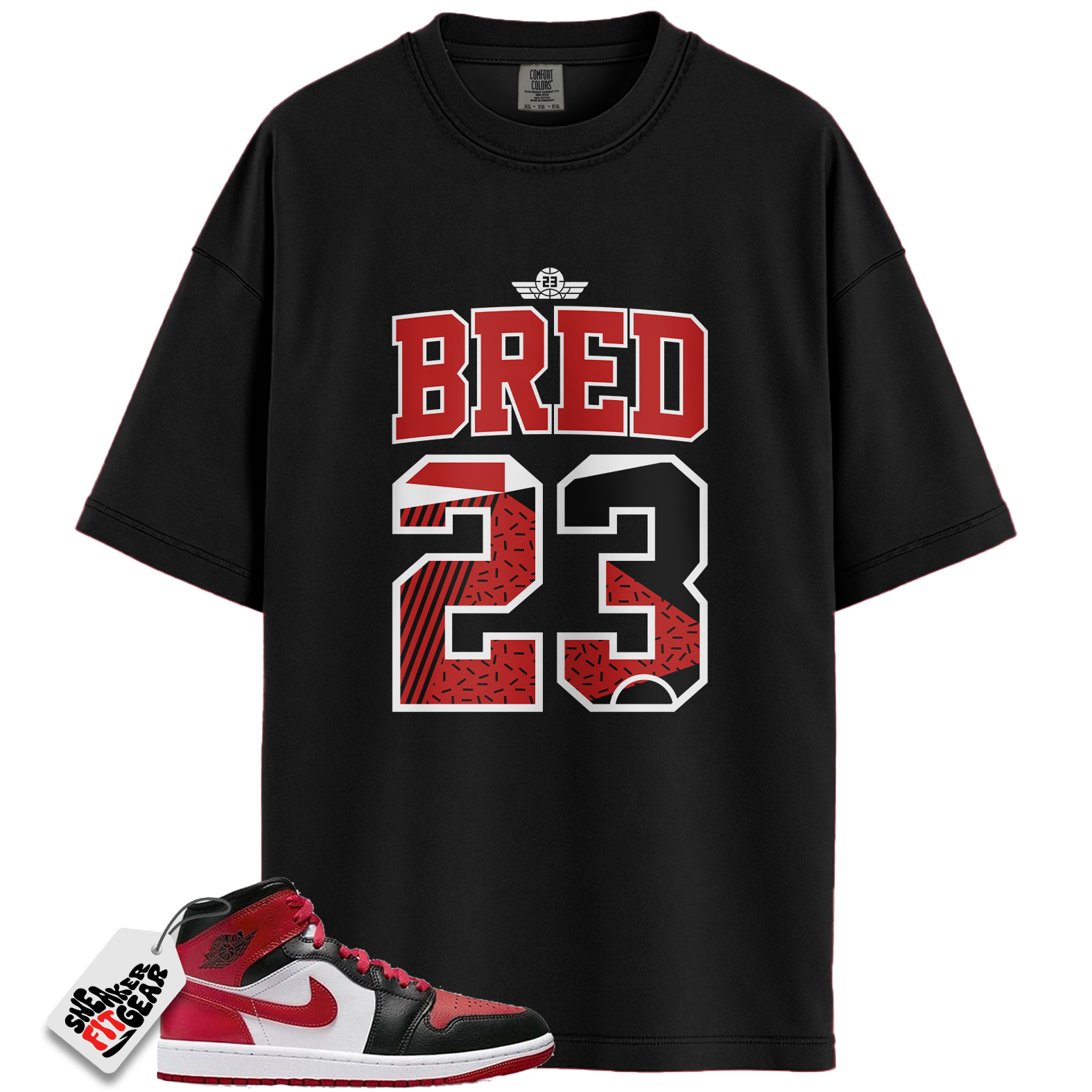 Jordan 1 Mid Alternate Bred Toe Match Shirts, Retro 23 Bred Shirt To Match  Jordan 1 Mid Alternate Bred Toe