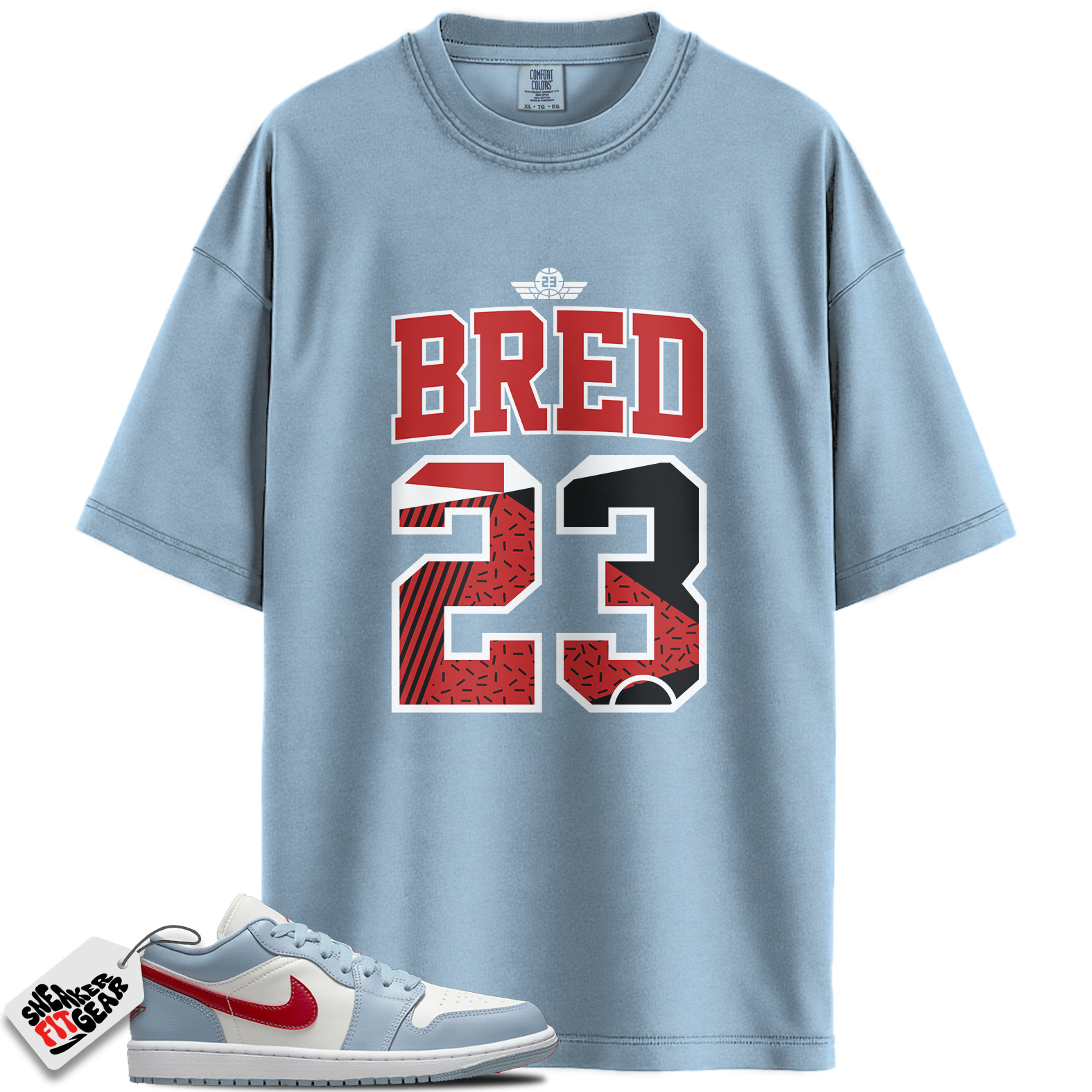 Jordan 1 Low Blue Whisper Dune Red Match Shirts, Retro 23 Bred Shirt To Match Jordan 1 Low Blue Whisper Dune Red