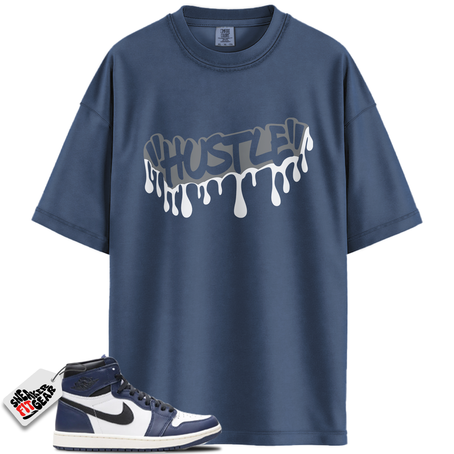 Jordan 1 High OG Midnight Navy Match Shirts, HUSTLE To Match Jordan 1 High OG Midnight Navy