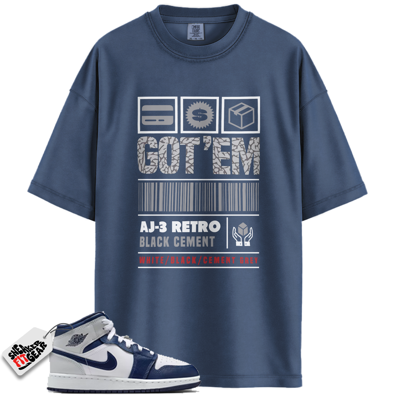 Jordan 1 Mid GS Light Smoke Grey Obsidian Match Shirts, GOT'EM To Match Jordan 1 Mid GS Light Smoke Grey Obsidian Main image