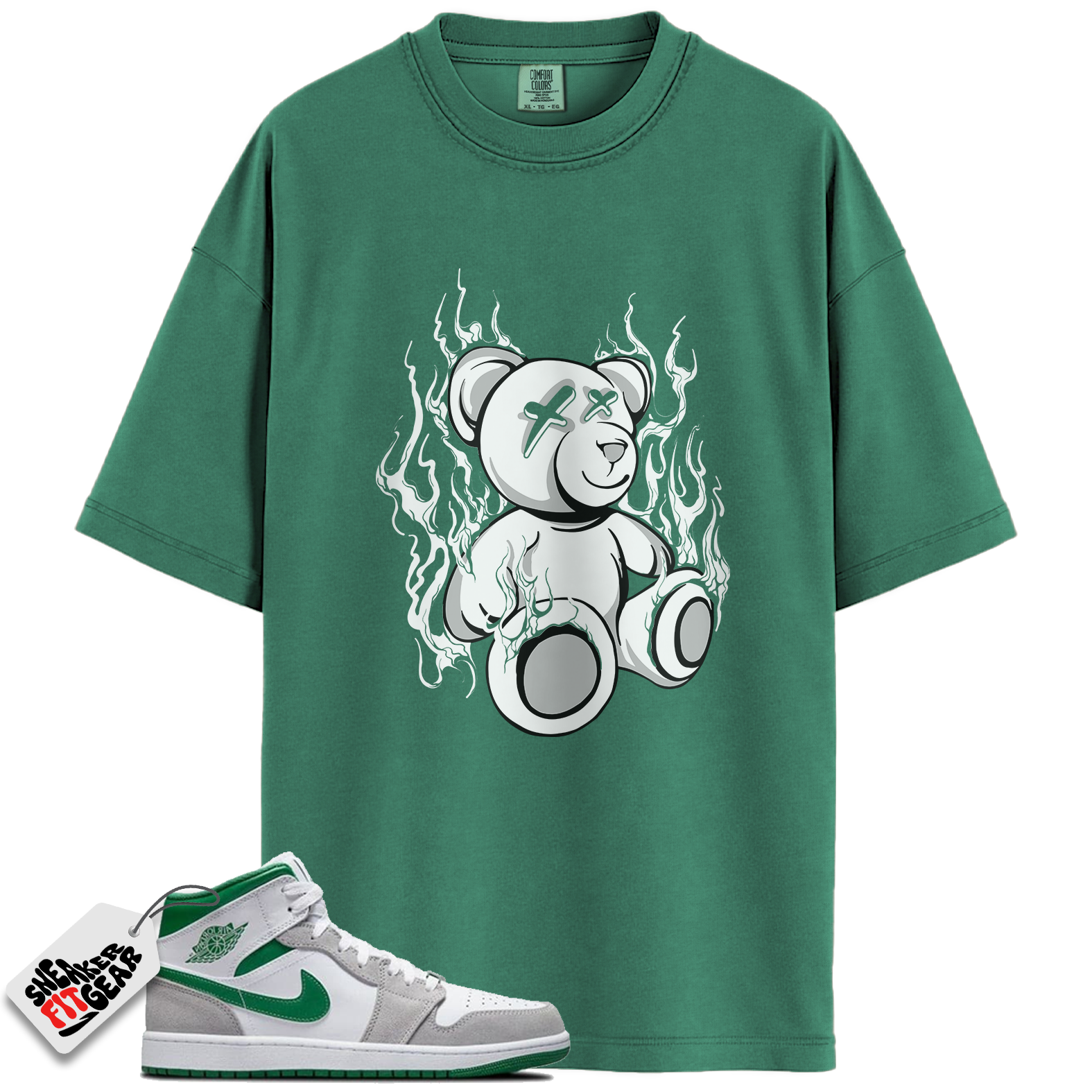 Jordan 1 Mid SE Grey Green Match Shirts, LIT To Match Jordan 1 Mid SE Grey Green Main image