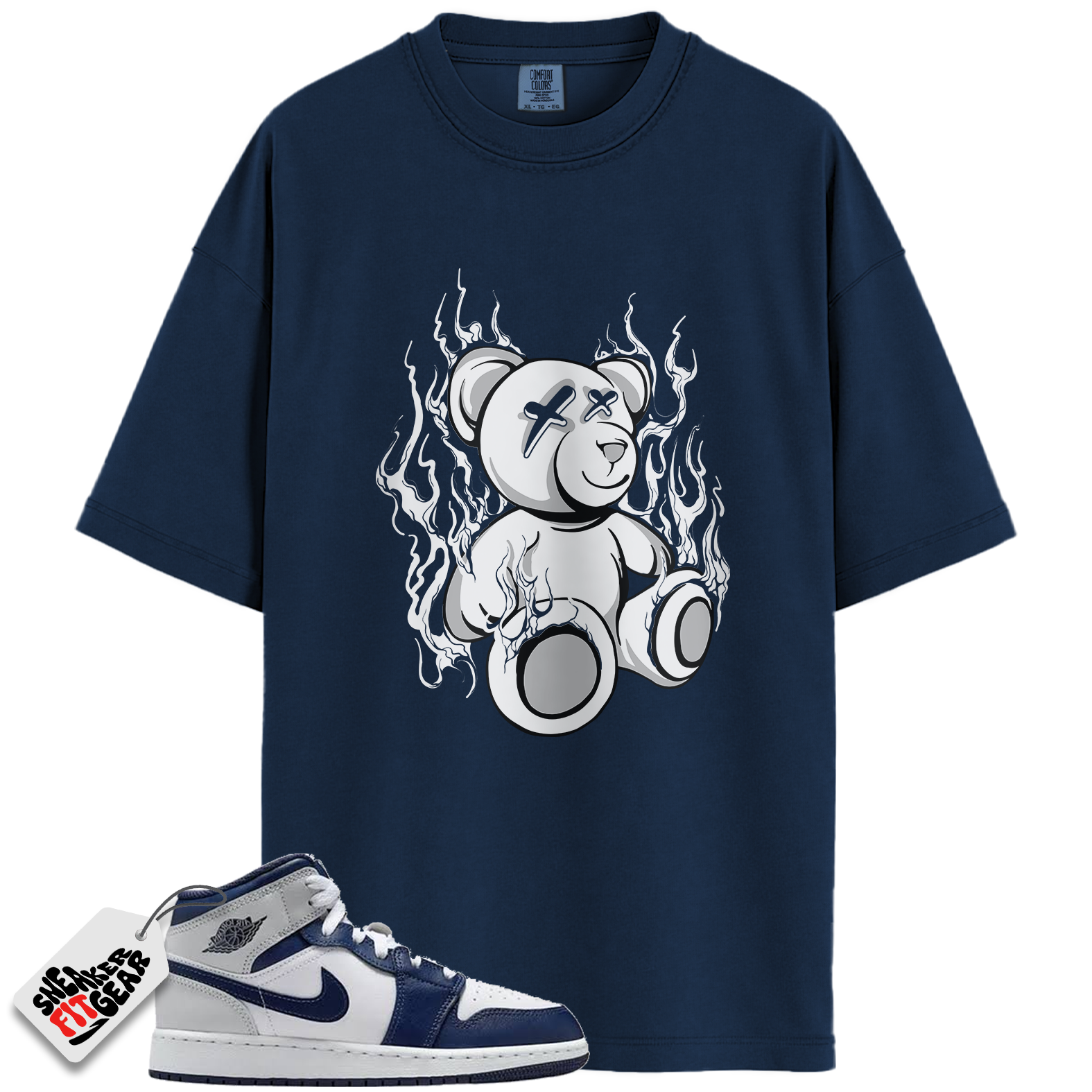 Jordan 1 Mid GS Light Smoke Grey Obsidian Match Shirts, LIT To Match Jordan 1 Mid GS Light Smoke Grey Obsidian