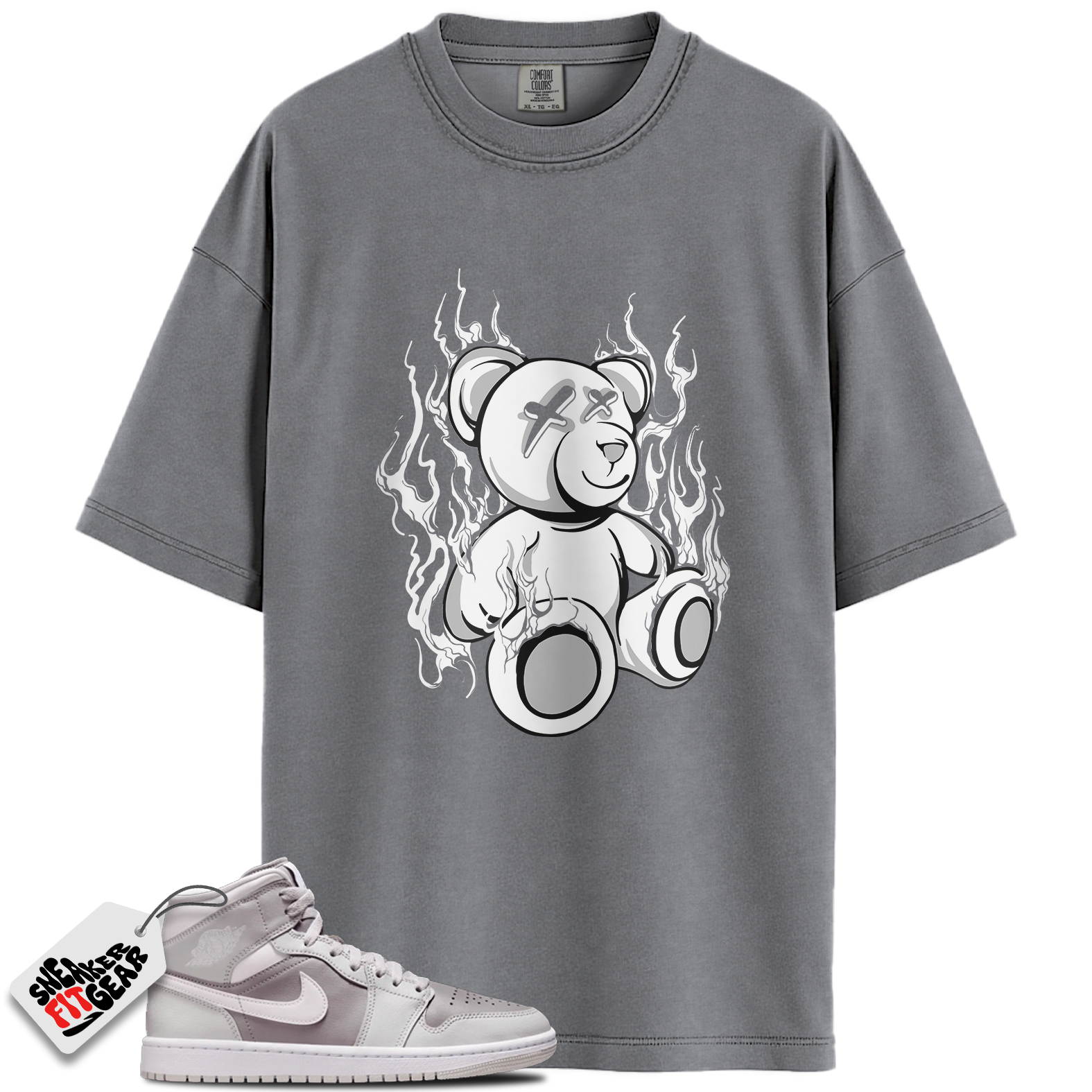 Women's Jordan 1 Mid Photon Dust Atmosphere Grey Match Shirts, LIT To Match Women's Jordan 1 Mid Photon Dust Atmosphere Grey