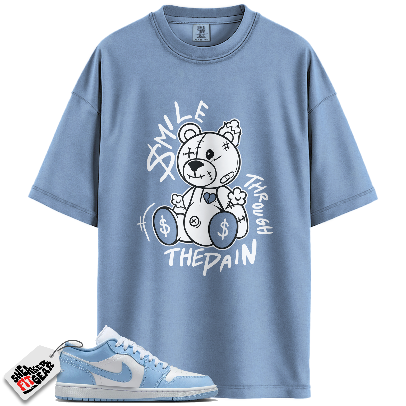 Jordan 1 Low White Aluminum Match Shirts, Smile Through The Pain To Match Jordan 1 Low White Aluminum Main image