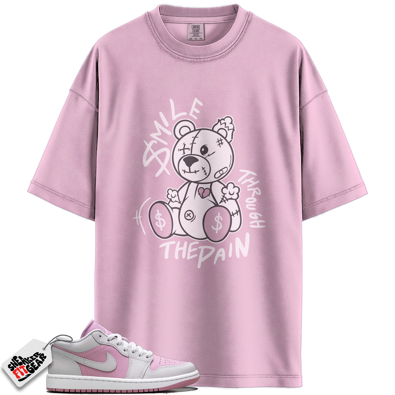 Women's Jordan 1 Low Orchid Neutral Grey Match Shirts, Smile Through The Pain To Match Women's Jordan 1 Low Orchid Neutral Grey Main image