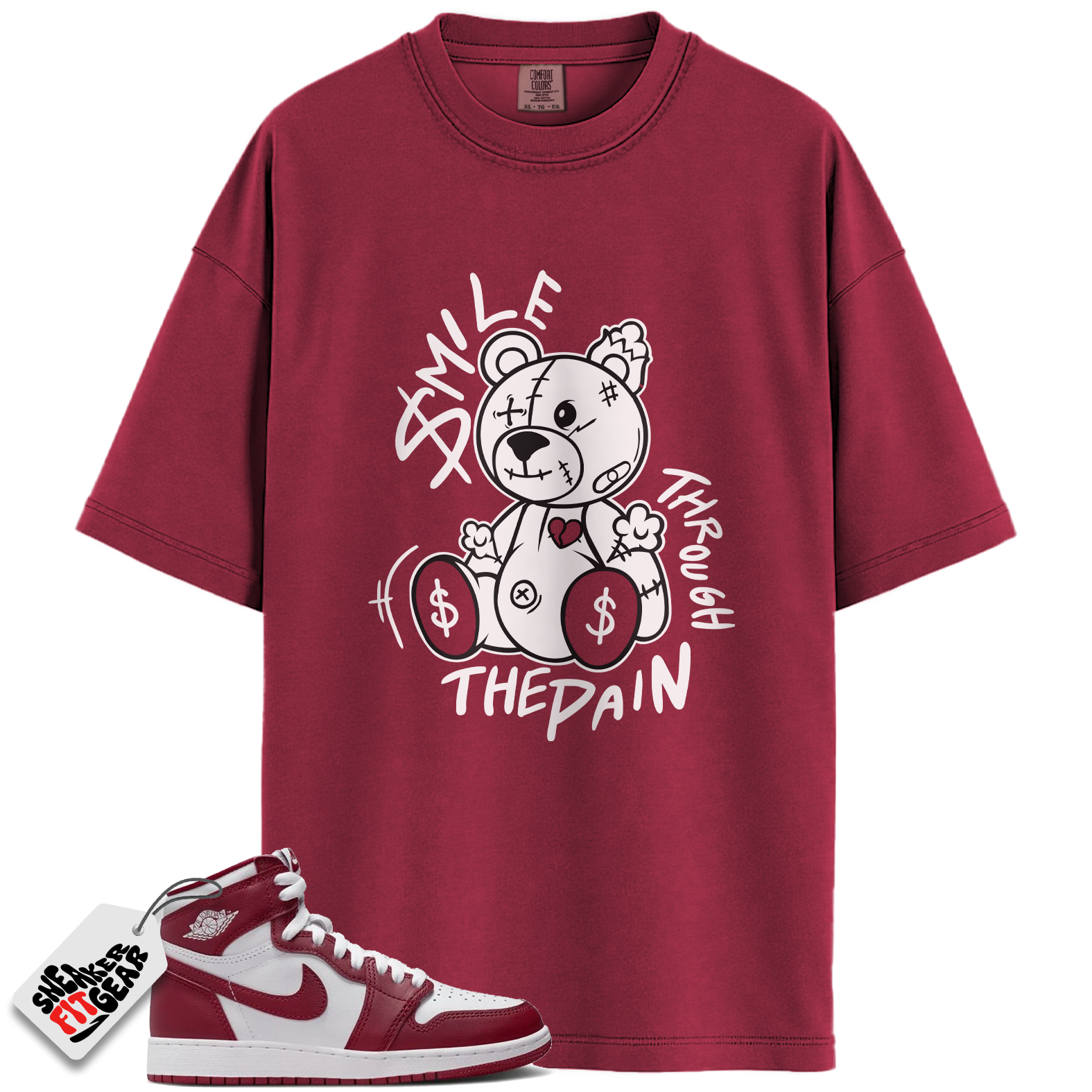 Jordan 1 Retro High OG Artisanal Team Red Match Shirts, Smile Through The Pain To Match Jordan 1 Retro High OG Artisanal Team Red