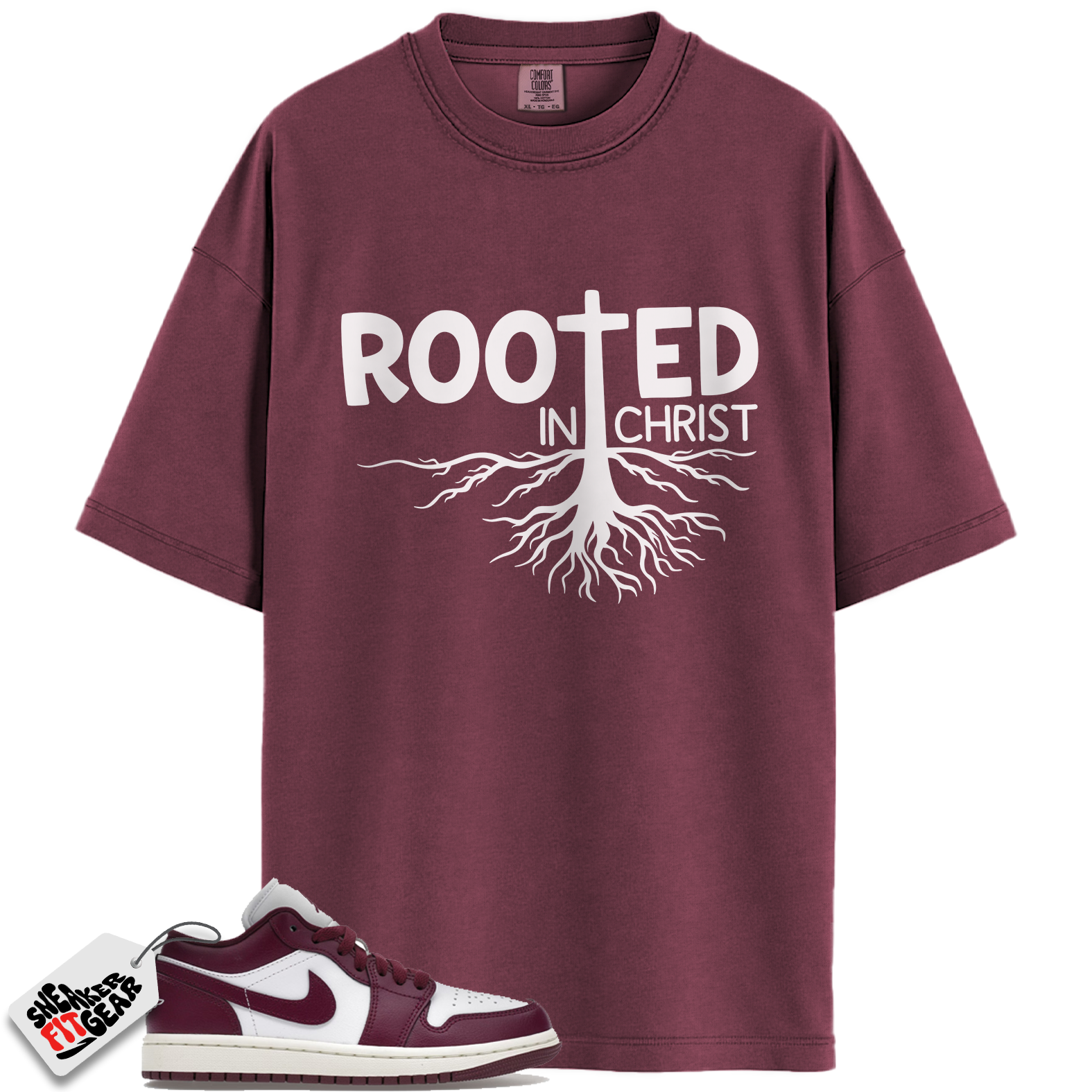 Jordan 1 Low Bordeaux Match Shirts, ROOTED To Match Jordan 1 Low Bordeaux