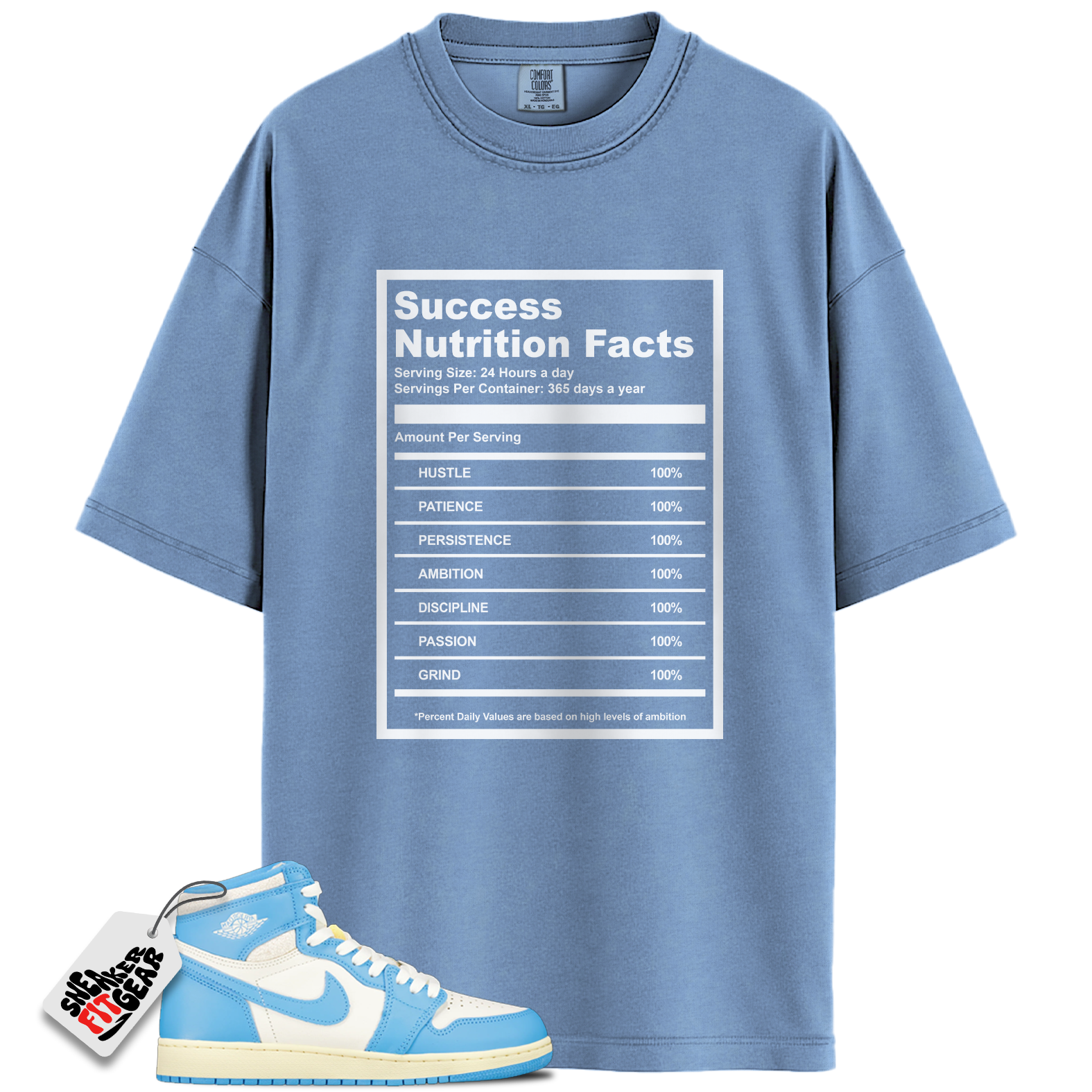Jordan 1 Retro High OG UNC Reimagined Match Shirts, Success Nutrition Facts To Match Jordan 1 Retro High OG UNC Reimagined